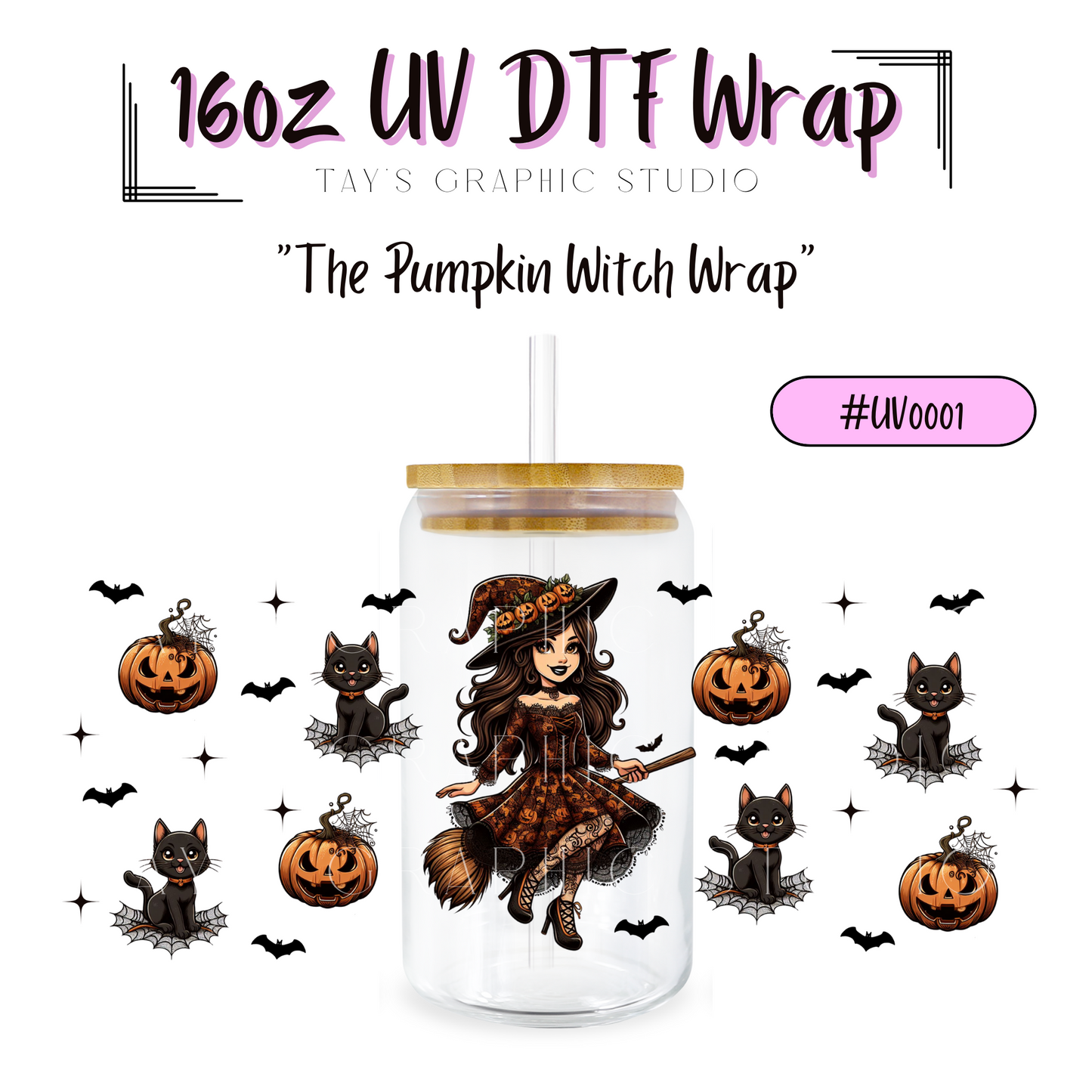 RTS - The Pumpkin Witch UV DTF Wrap - 0001