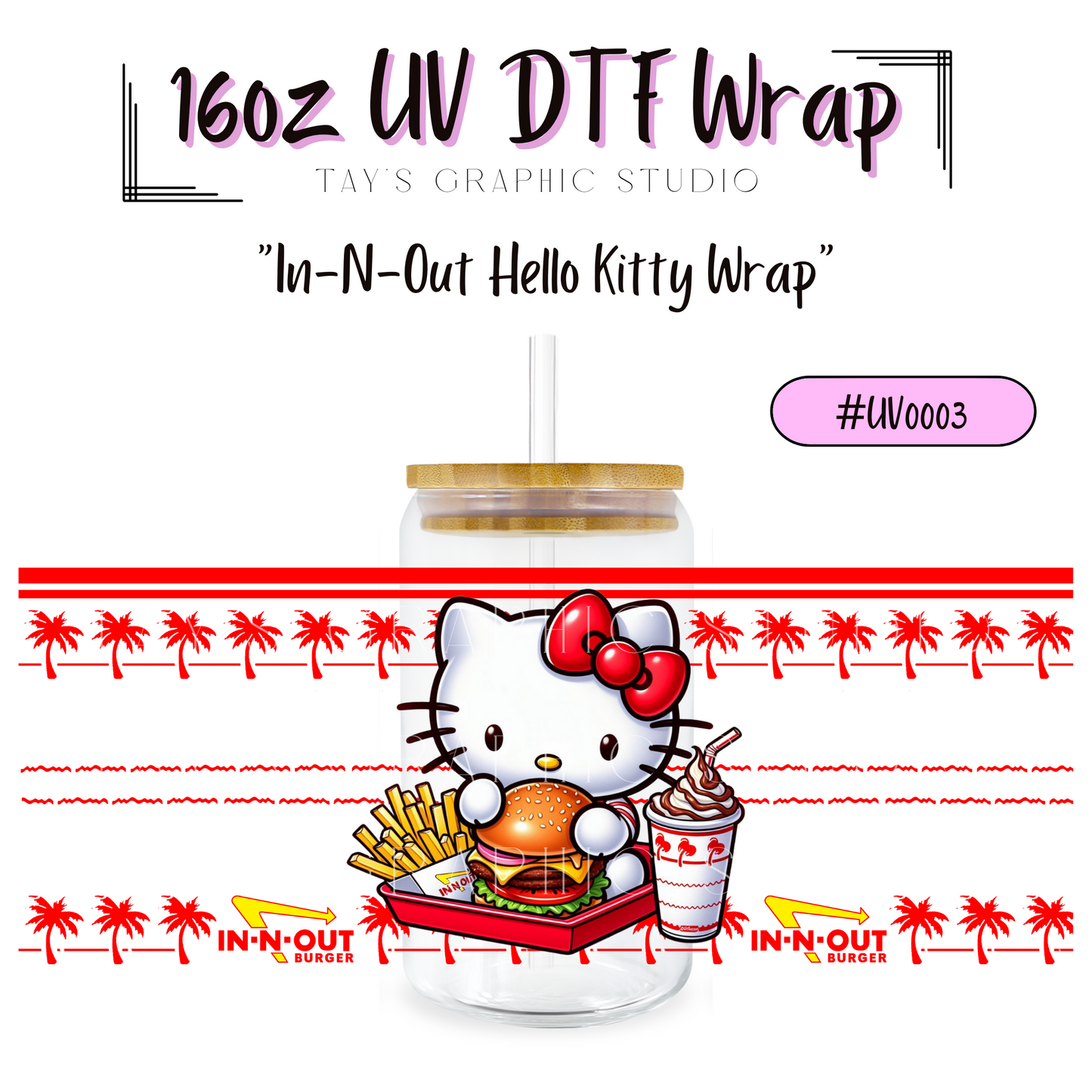 RTS - In-N-Out Hello Kitty UV DTF Wrap - 0003