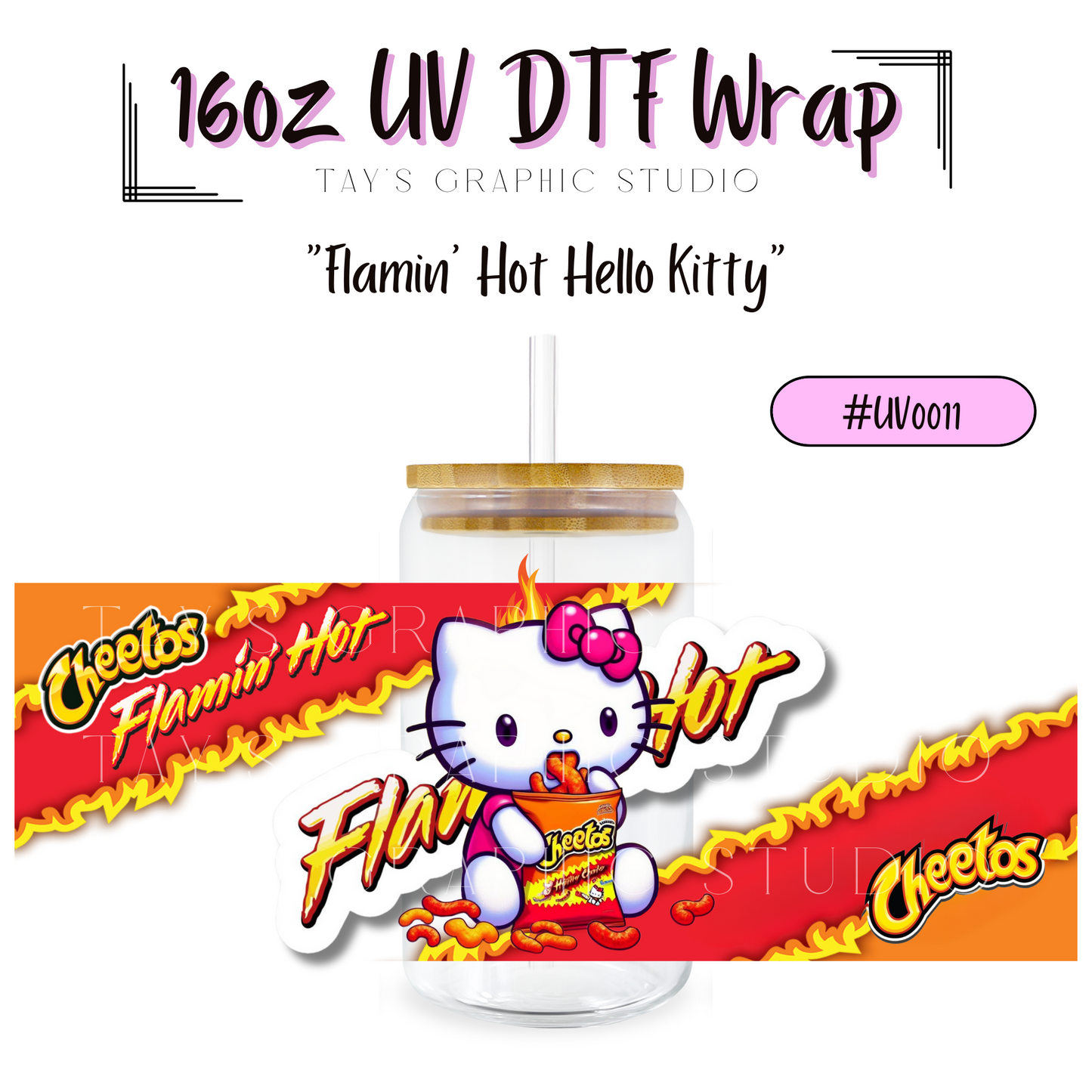 Exclusive - Flamin' Hot Hello Kitty UV DTF Wrap - RTS0011