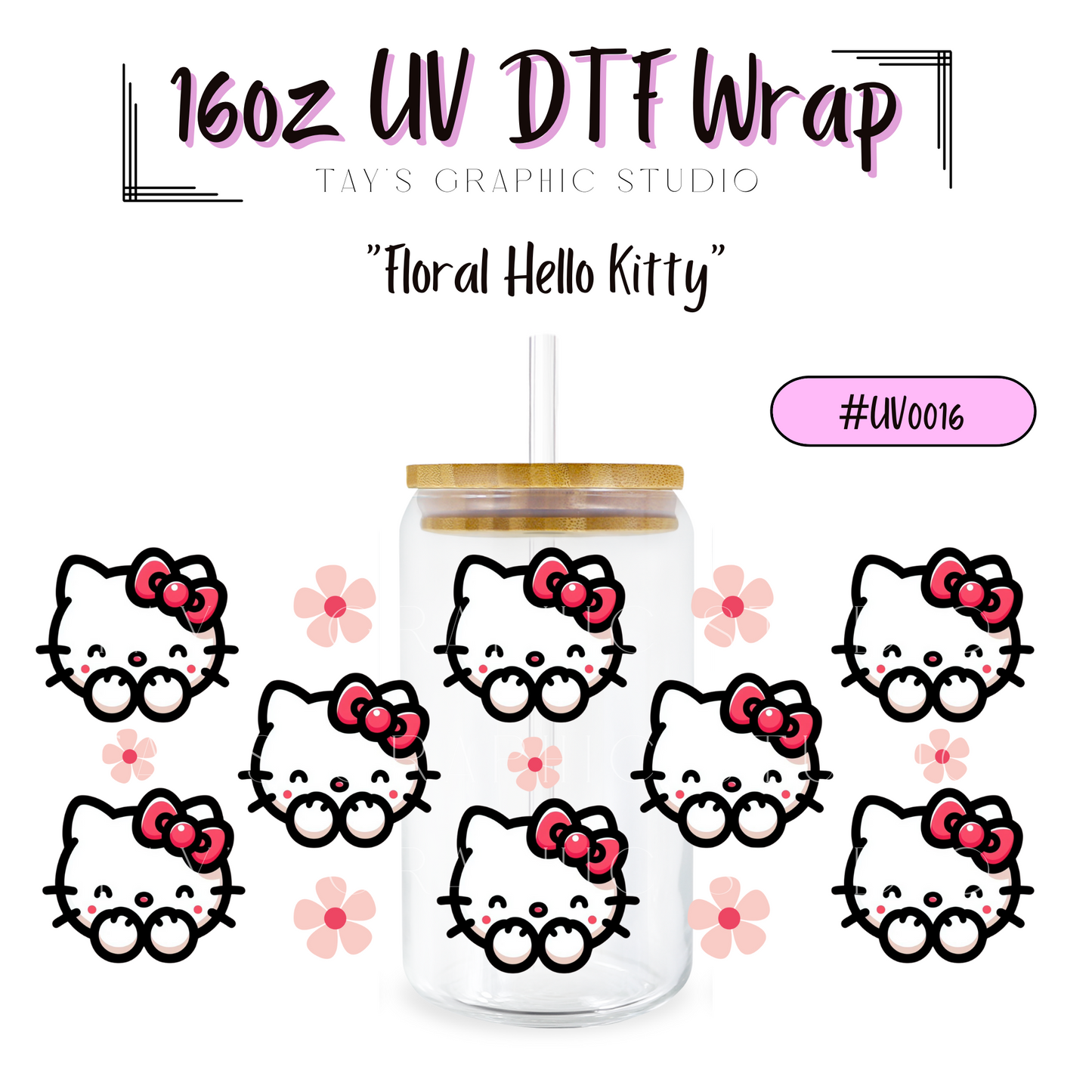 Exclusive - Floral Hello Kitty UV DTF Wrap - MTO0016