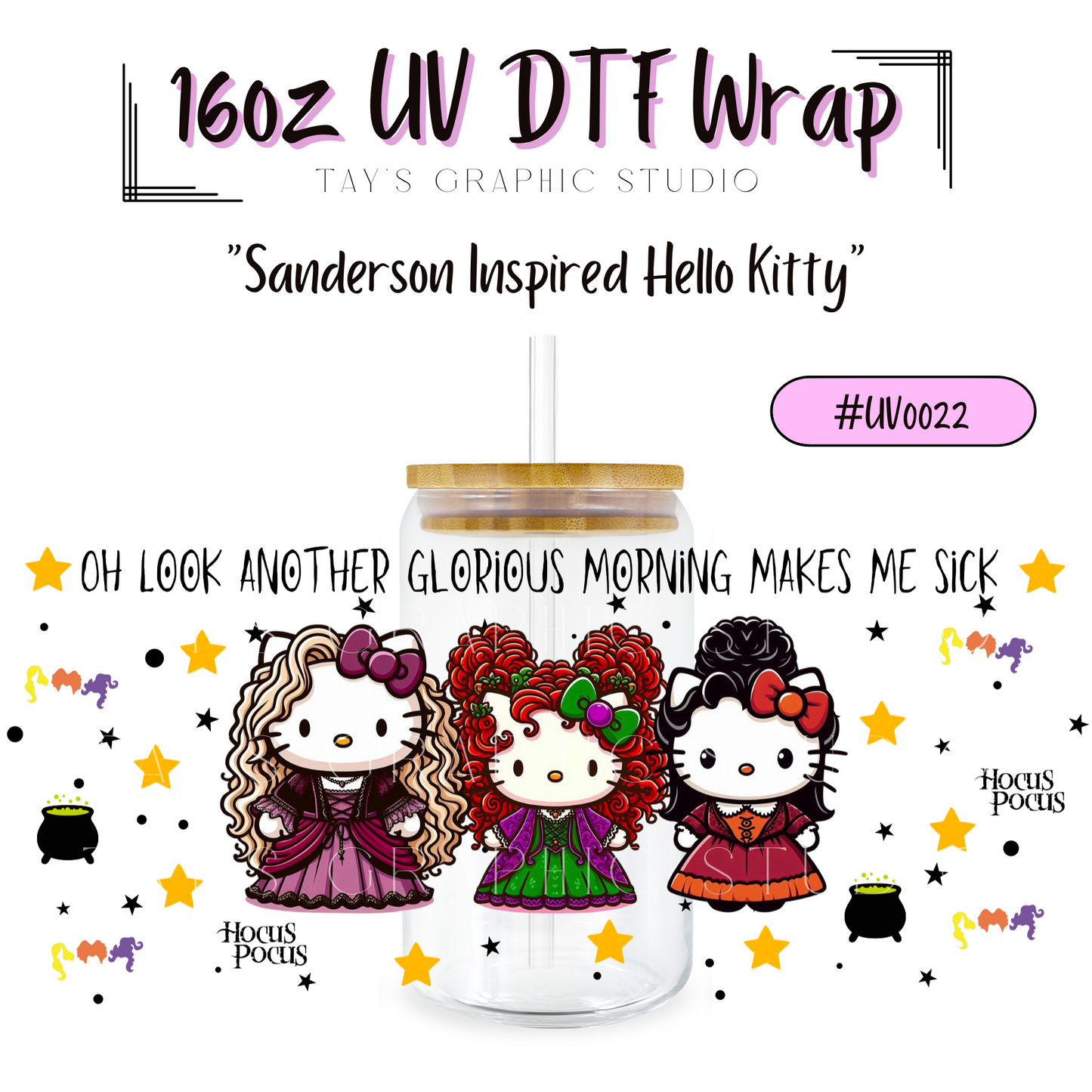 Sanderson Inspired Hello Kitty UV DTF Wrap - MTO0022