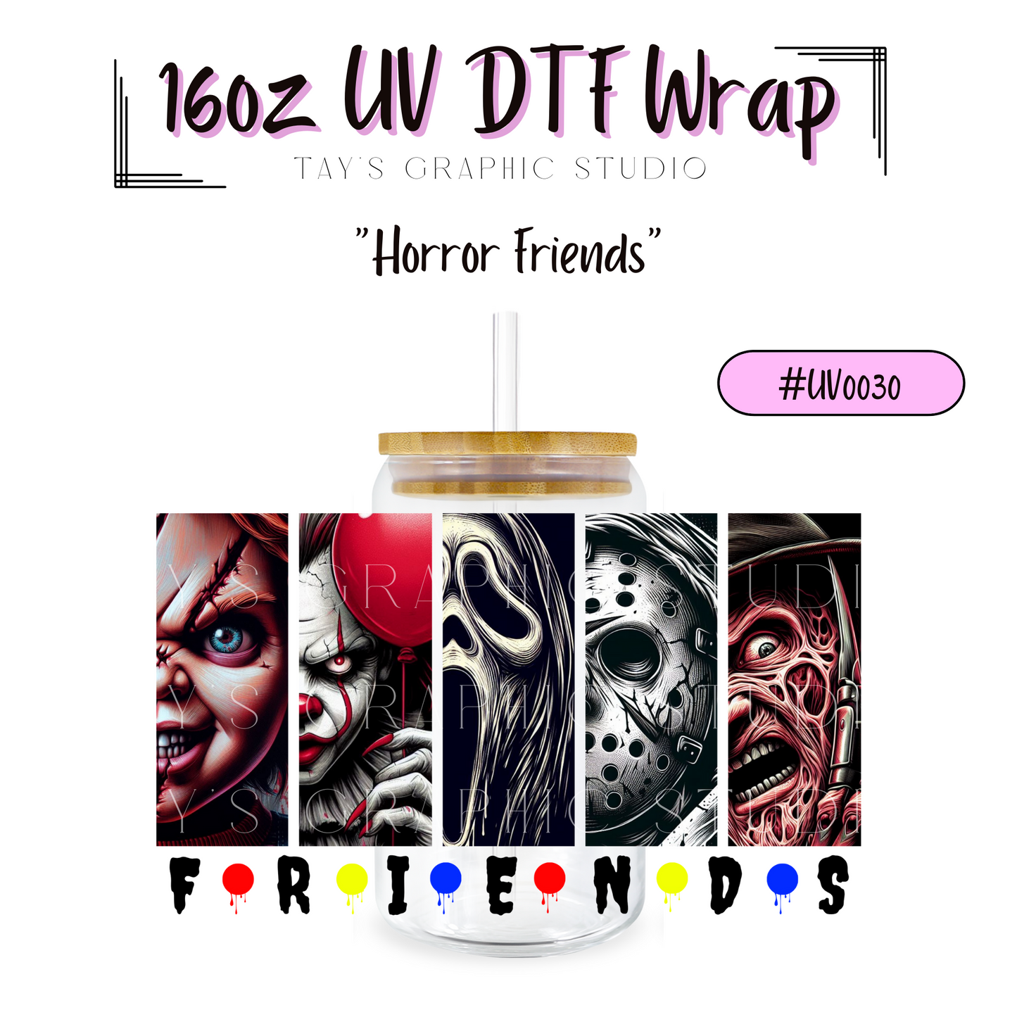 Exclusive -Horror Friends UV DTF Wrap - MTO0030