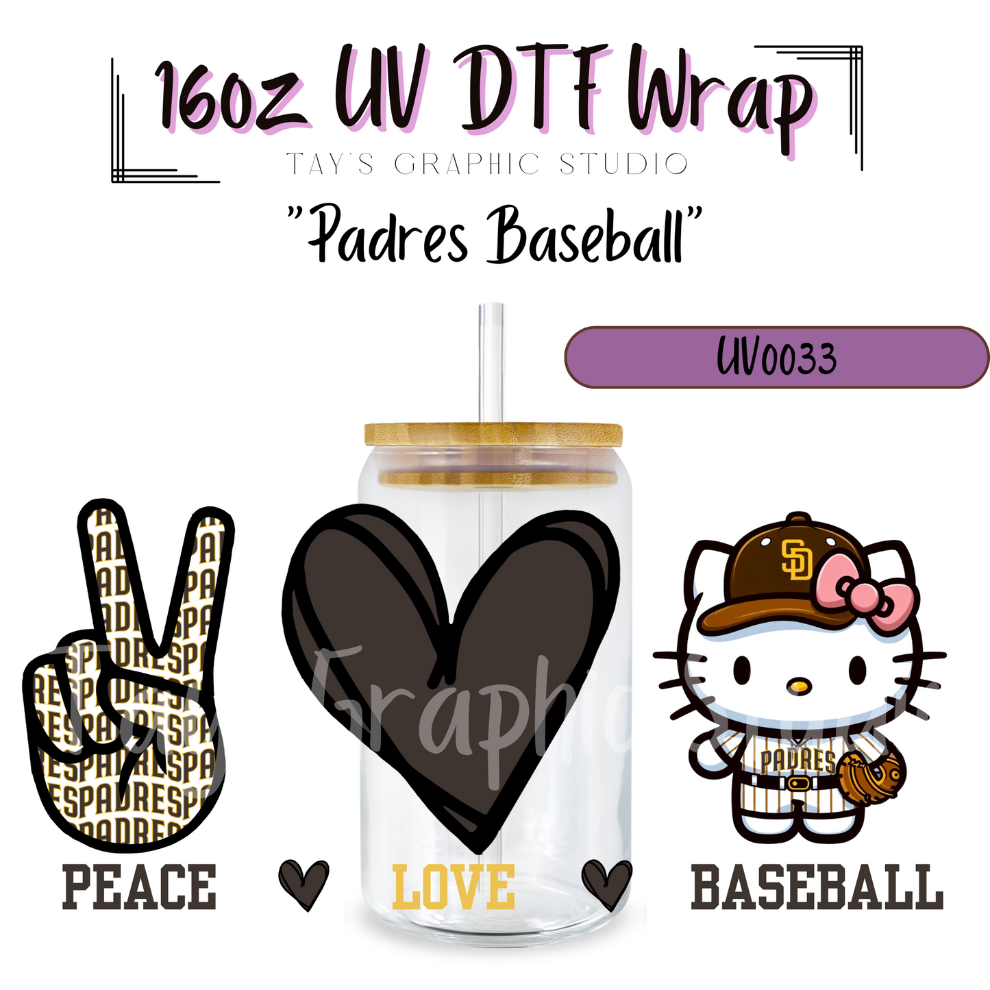 Padres Baseball UV DTF Wrap - MTO0033