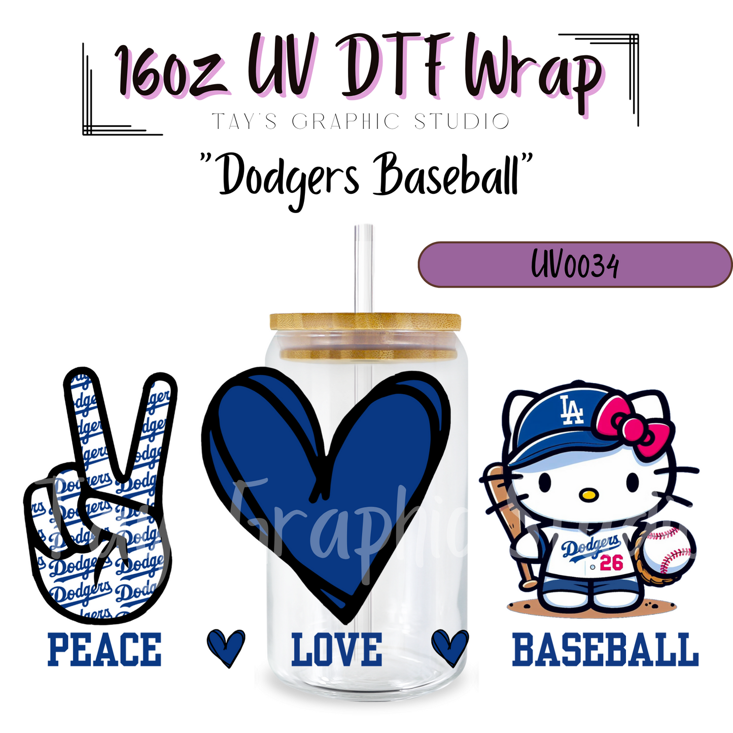 Exclusive Dodgers Baseball UV DTF Wrap - MTO0034