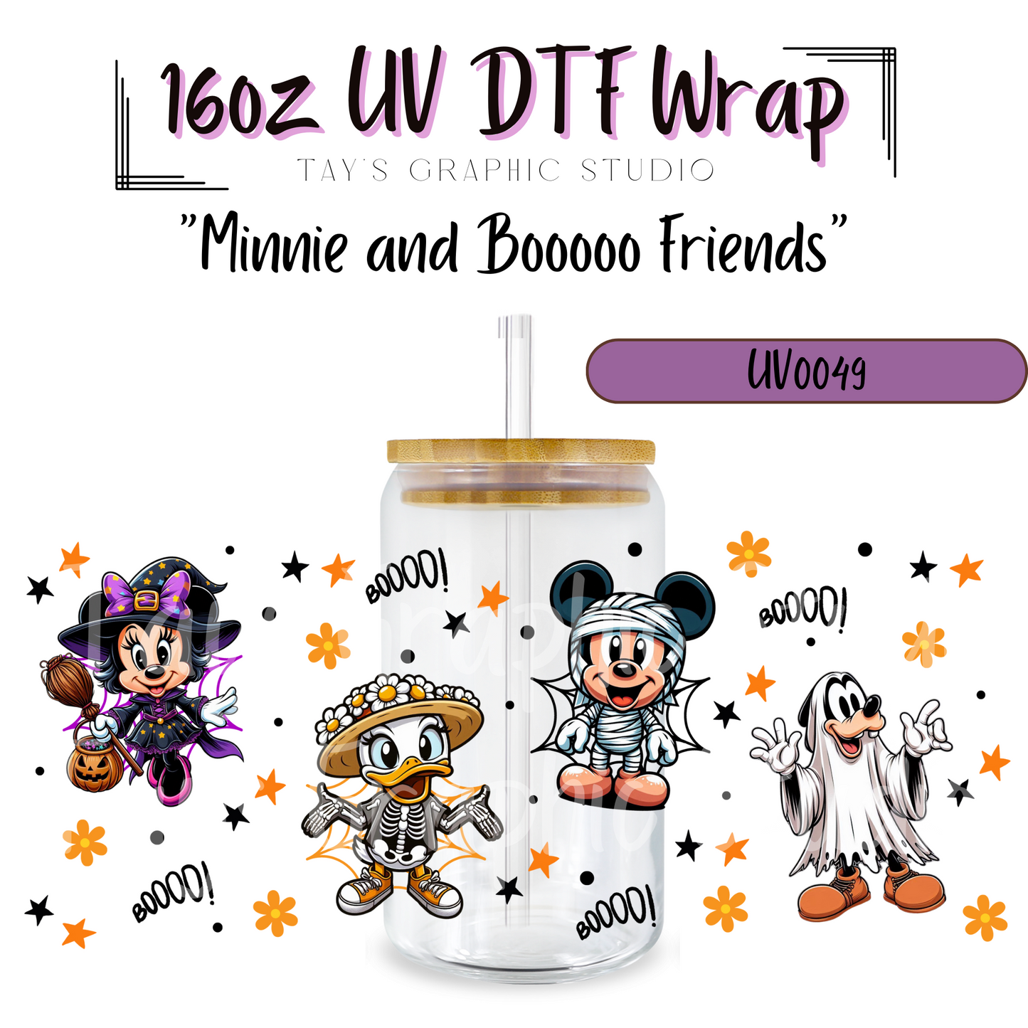 Minnie and Boooo Friends UV DTF Wrap - MTP0049