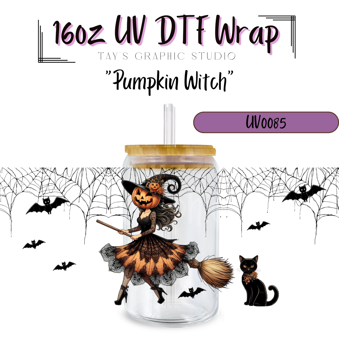 Pumpkin Witch UV DTF Wrap - MTO 0085