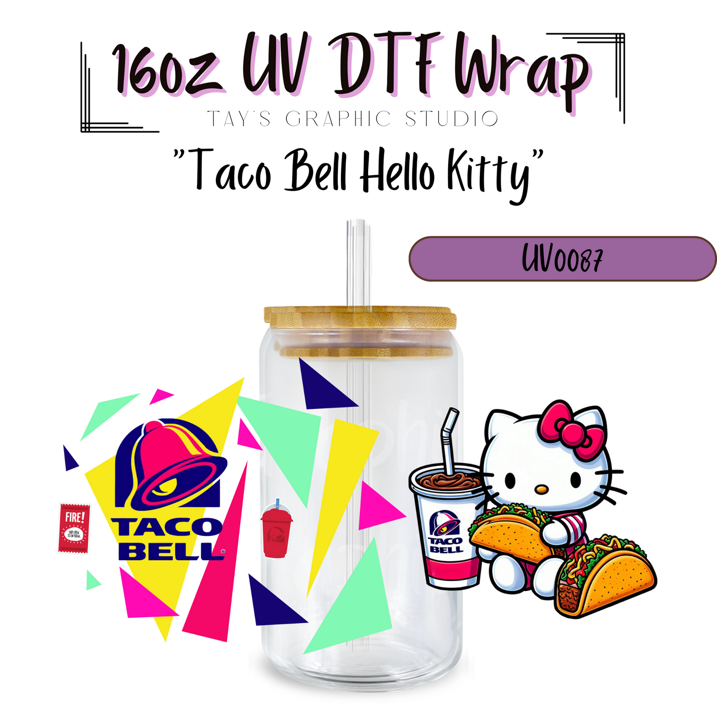 Taco Bell Hello Kitty UV DTF Wrap - MTO 0087