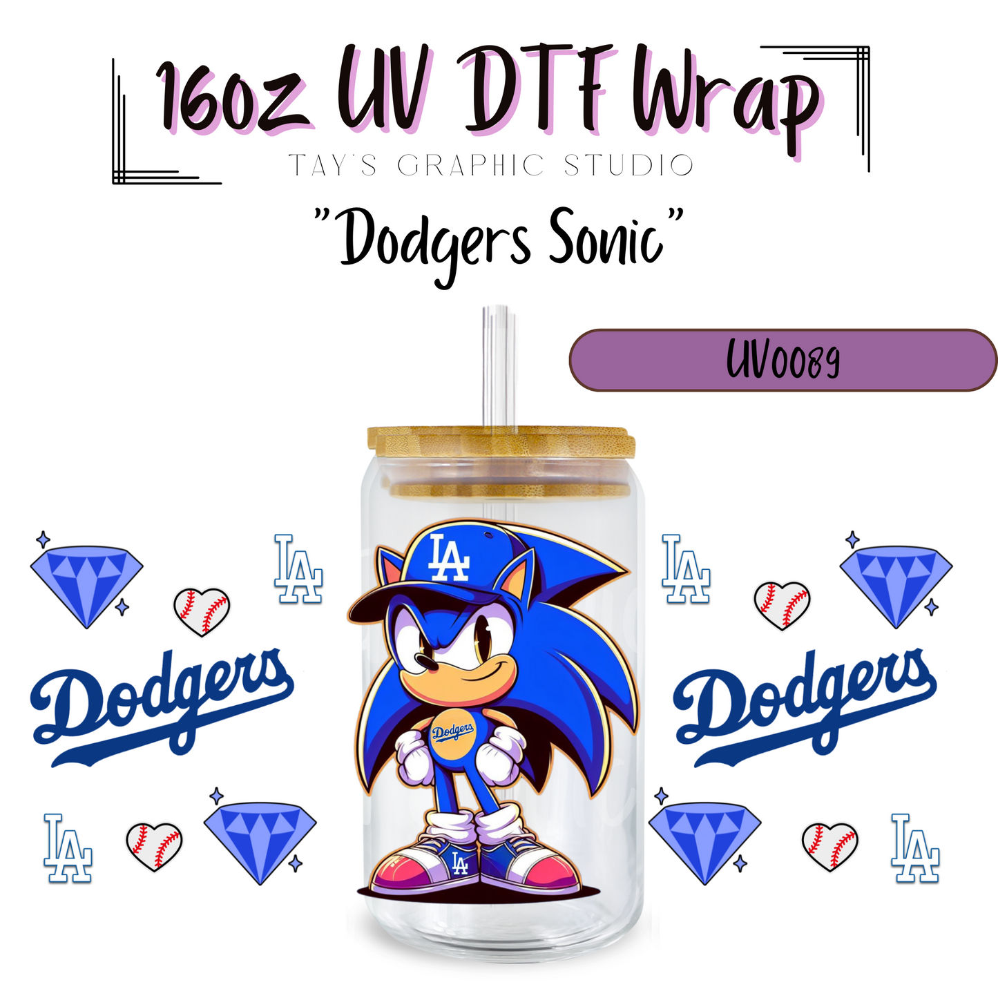 Exclusive Dodgers Sonic UV DTF Wrap - MTO 0089