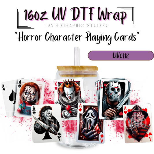 Exclusive -Horror Character Playing Cards UV DTF Wrap - MTO 0118