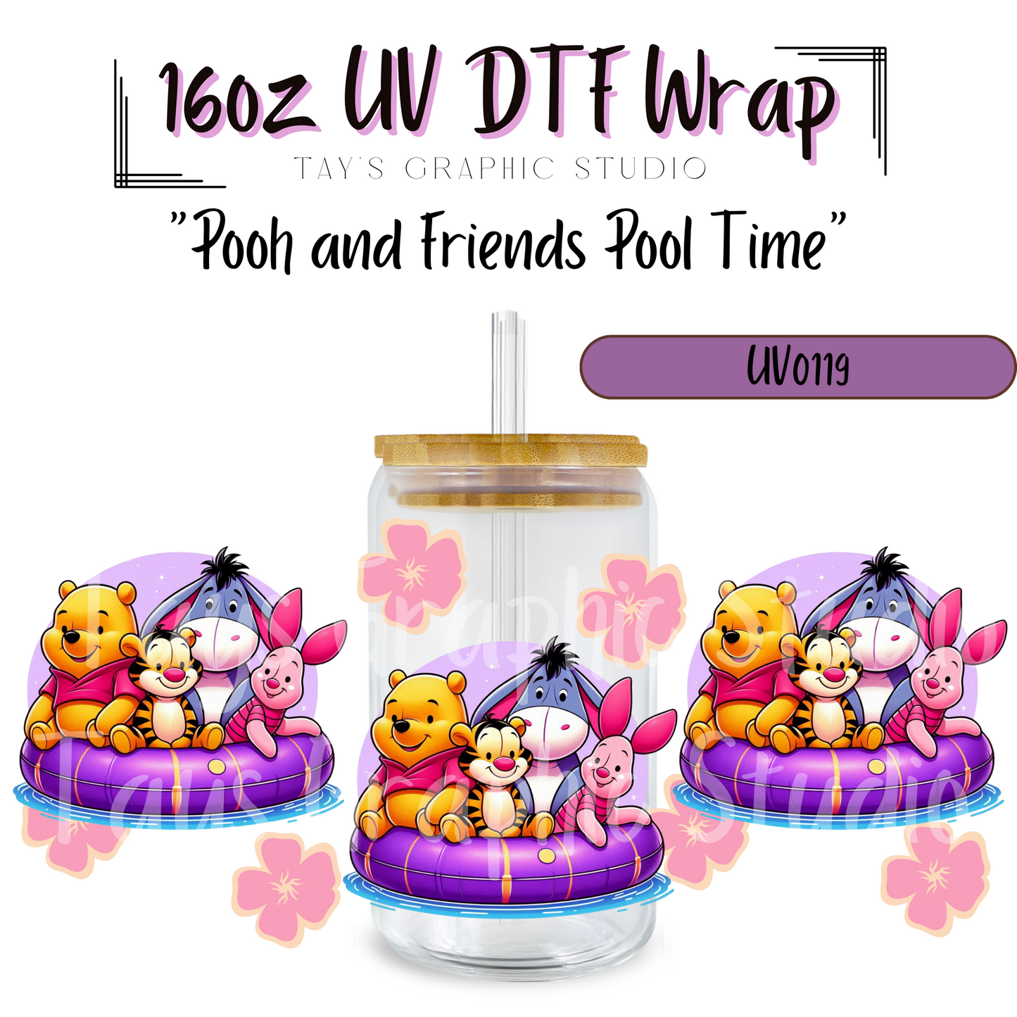 Pooh and Friends Pool Time UV DTF Wrap - MTO0119