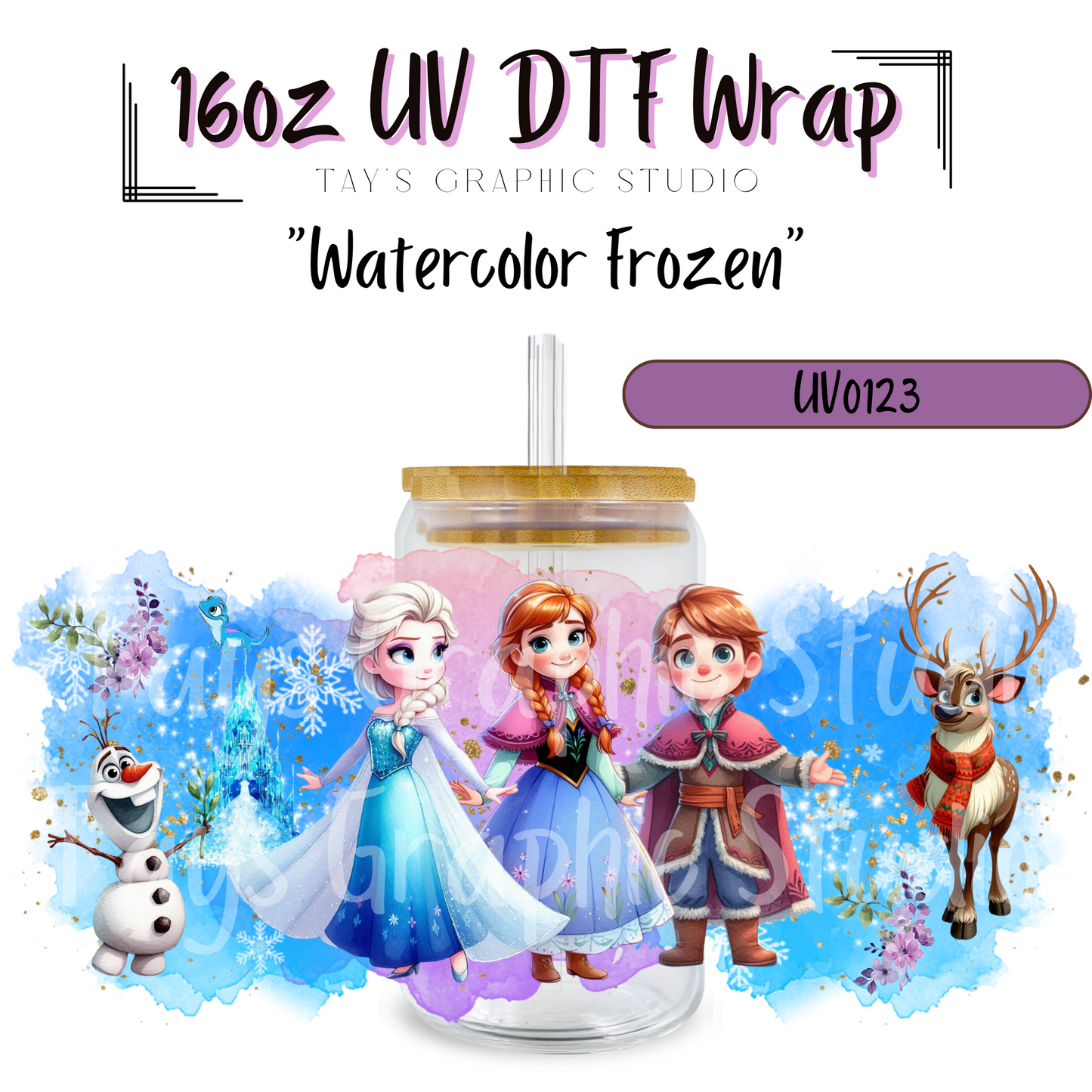 Exclusive Disney Princess Watercolor UV DTF Wrap Bundle (11 Wraps)