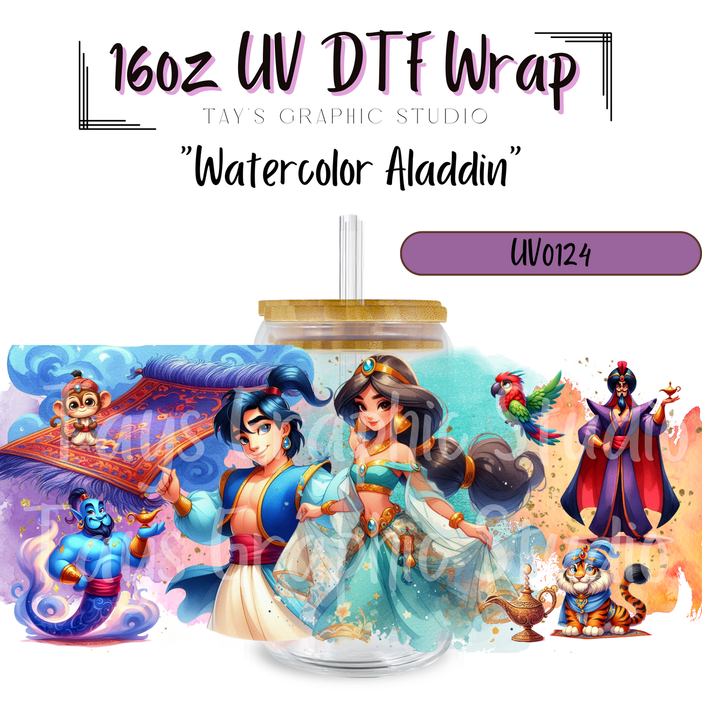 Exclusive Disney Princess Watercolor UV DTF Wrap Bundle (11 Wraps)