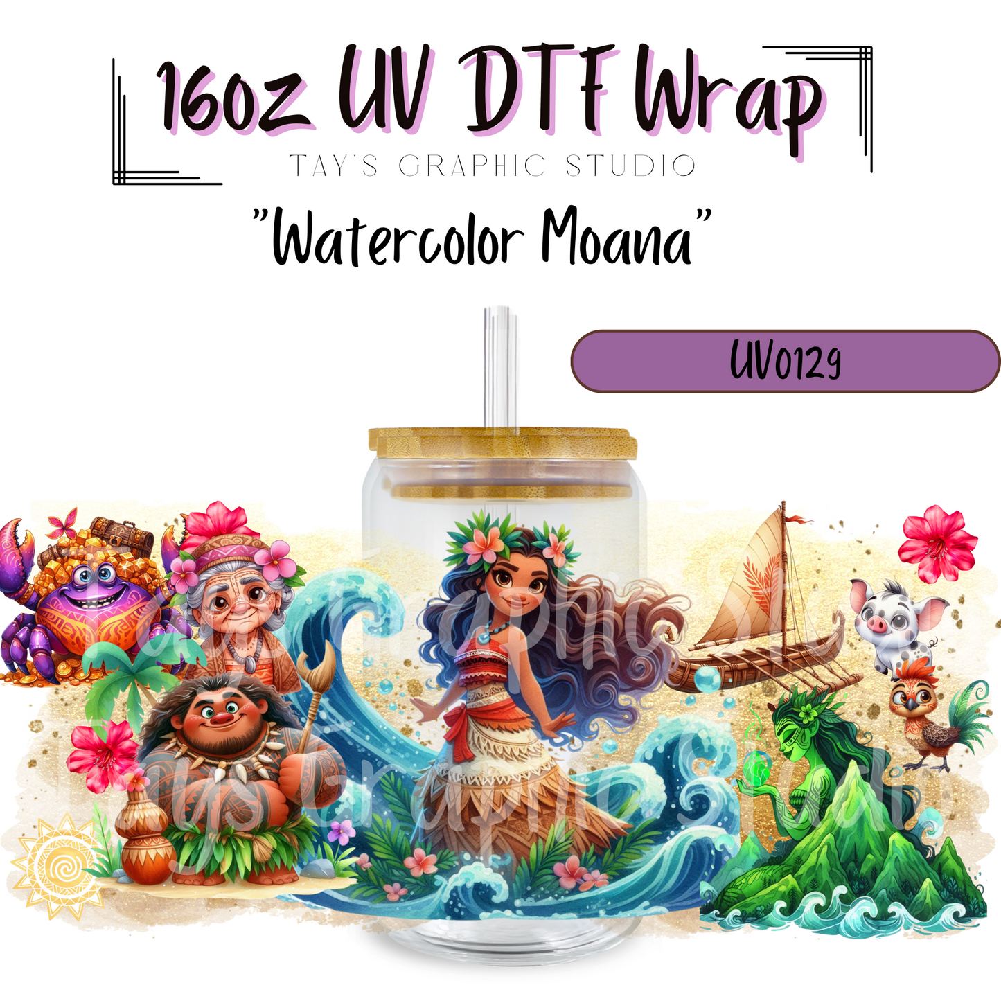 Exclusive Disney Princess Watercolor UV DTF Wrap Bundle (11 Wraps)