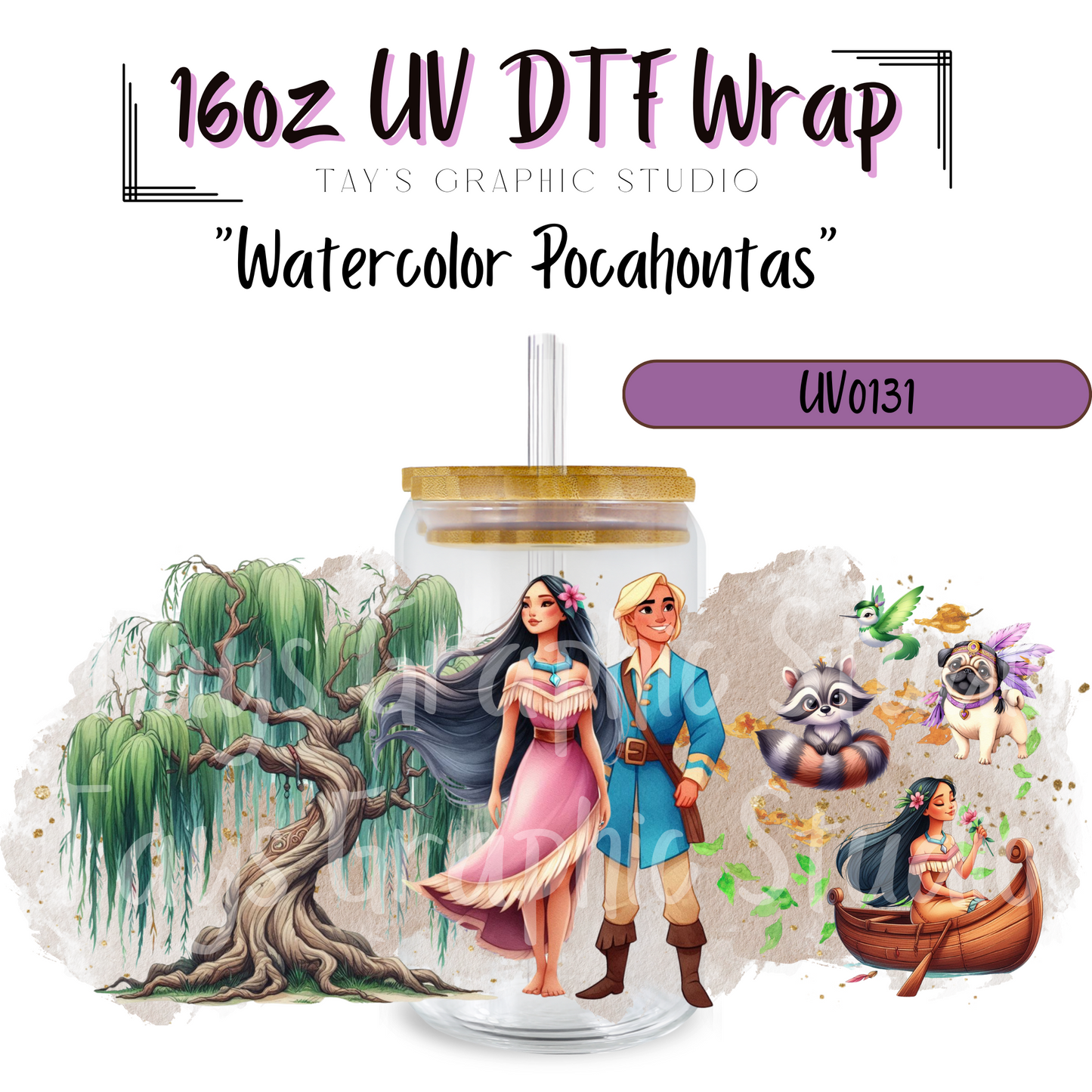 Exclusive Disney Princess Watercolor UV DTF Wrap Bundle (11 Wraps)