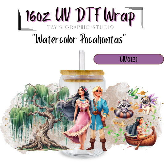 Watercolor Pocahontas Inspired UV DTF Wrap - MTO0131