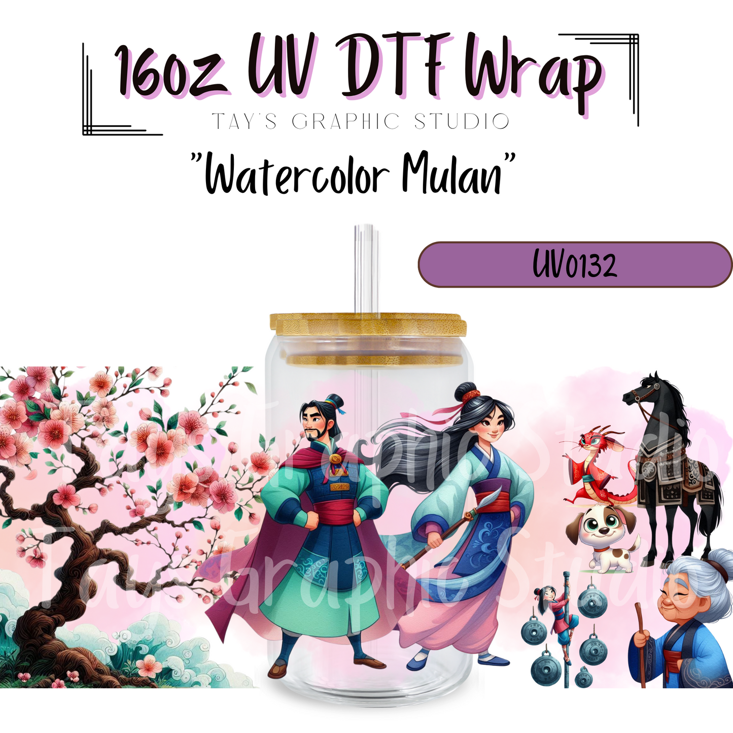 Exclusive Disney Princess Watercolor UV DTF Wrap Bundle (11 Wraps)