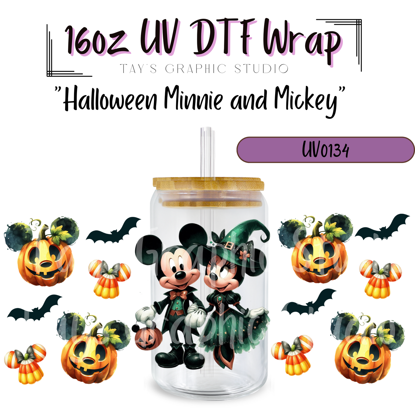 Exclusive -Halloween Minnie and Mickey UV DTF Wraps - MTO0134