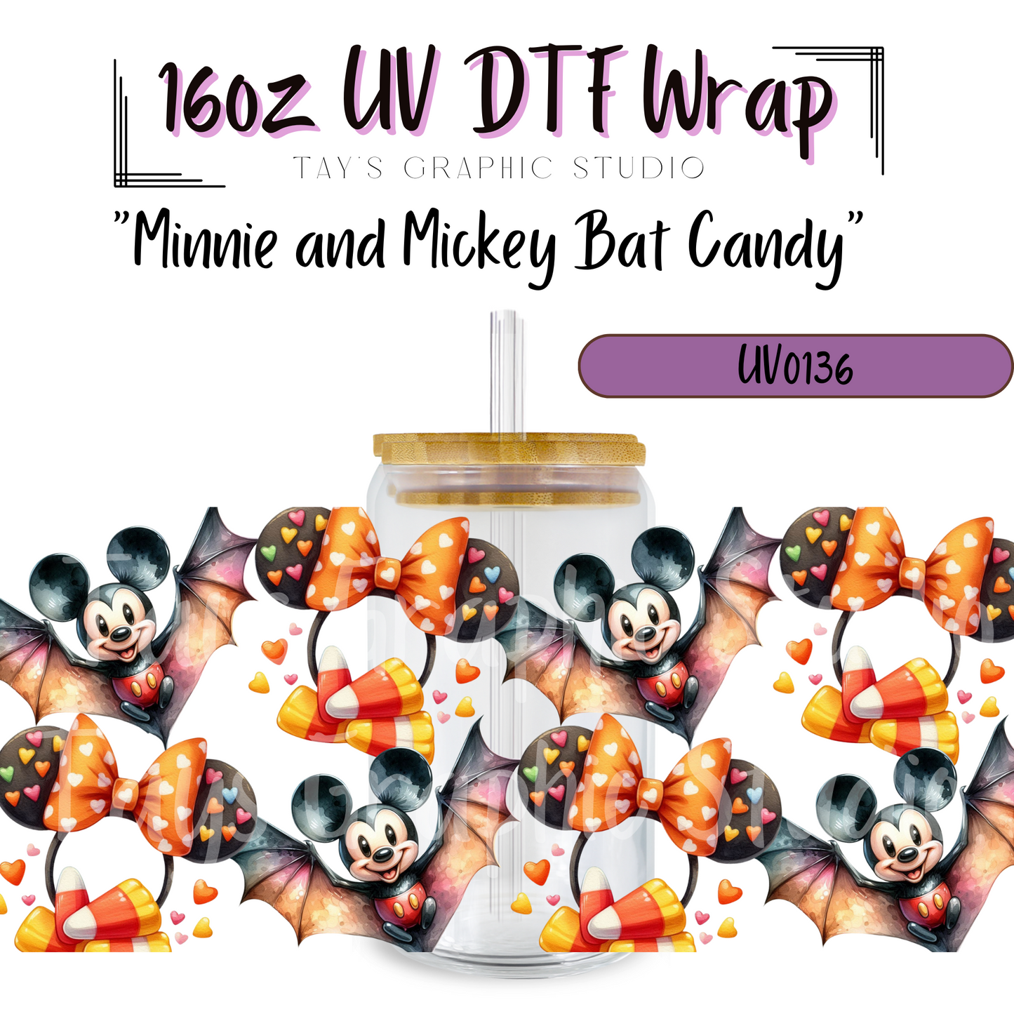 Minnie and Mickey Bat Candy UV DTF Wrap - MTO0136