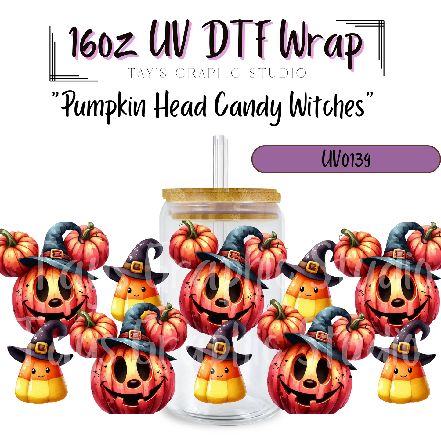 Pumpkin Head Candy Witches UV DTF Wrap - MTO0139