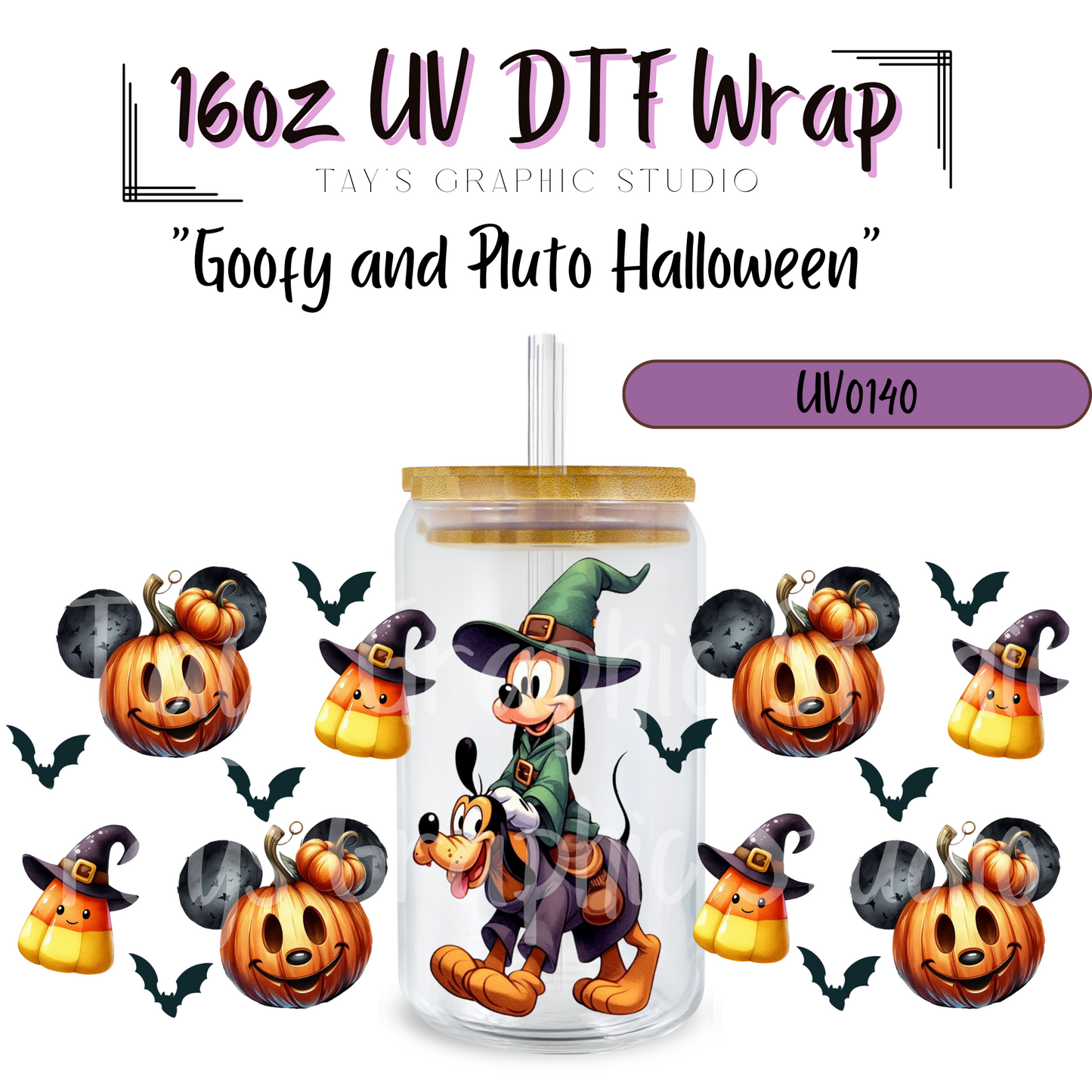 Exclusive -Goofy and Pluto Halloween UV DTF Wrap - MTO0140