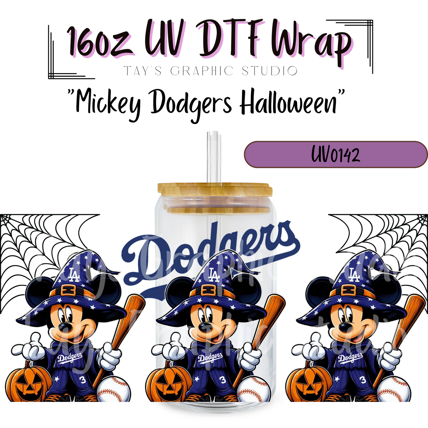 Mickey Dodgers Halloween UV DTF Wrap - MTO0142