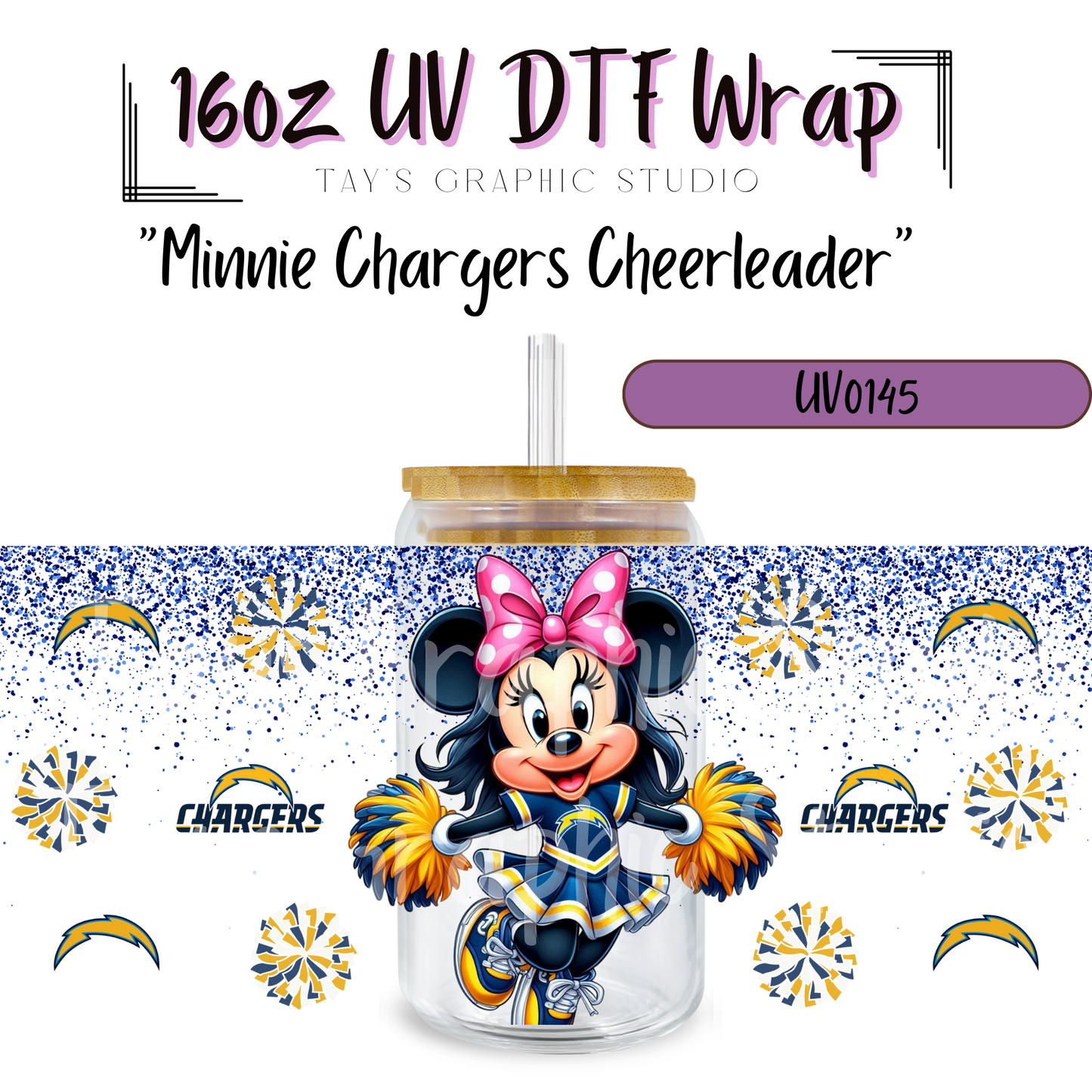 EXCLUSIVE COLLECTION - NFL Minnie Cheerleader UV DTF Wraps - 32 Team Wraps - Collection UV DTF Wraps - MTO