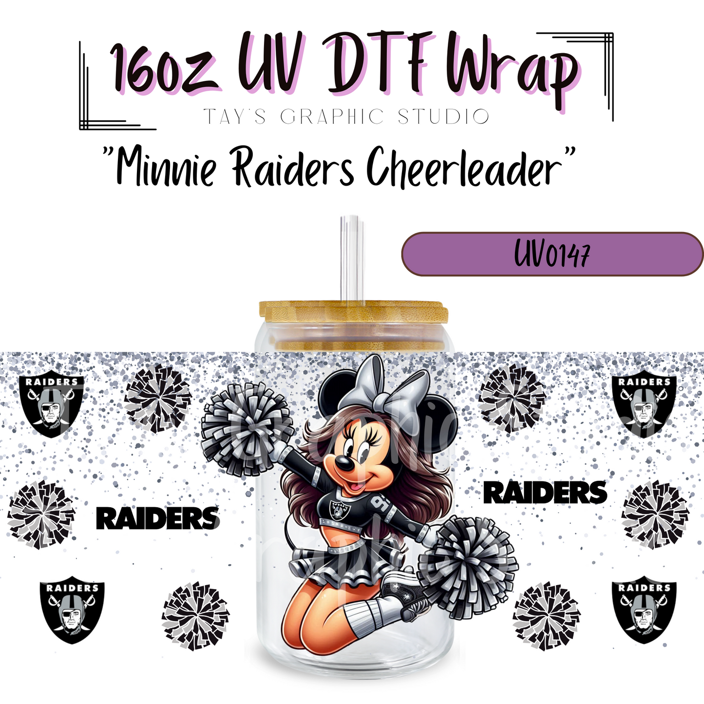 EXCLUSIVE COLLECTION - NFL Minnie Cheerleader UV DTF Wraps - 32 Team Wraps - Collection UV DTF Wraps - MTO