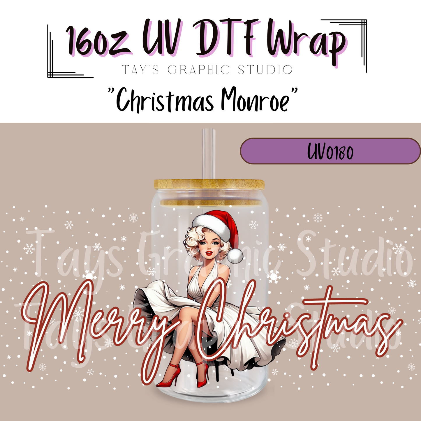 EXCLUSIVE - 
Merry Monroe Christmas UV DTF Wrap - MTO0180