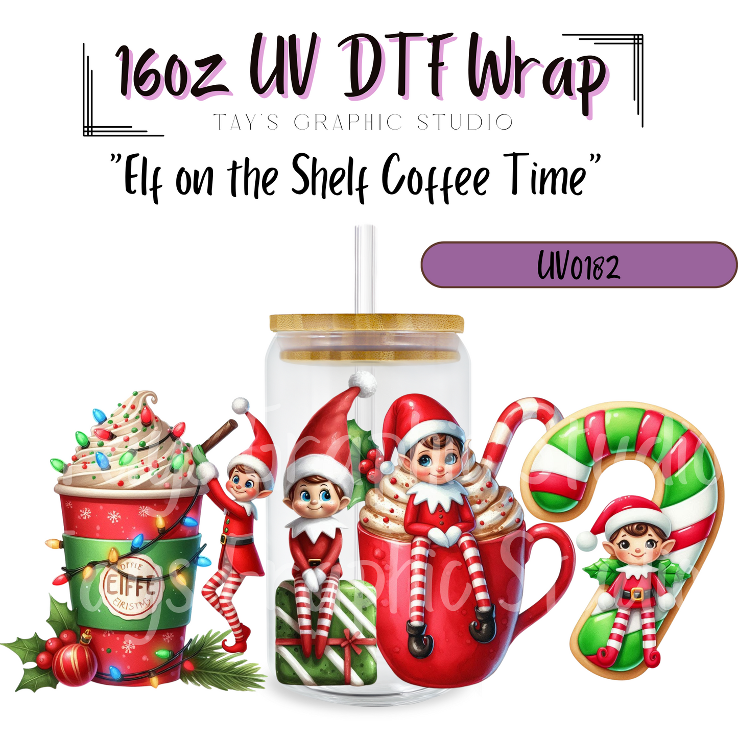 Exclusive Elf on the Shelf Coffee Time UV DTF Wrap - MTO 0182