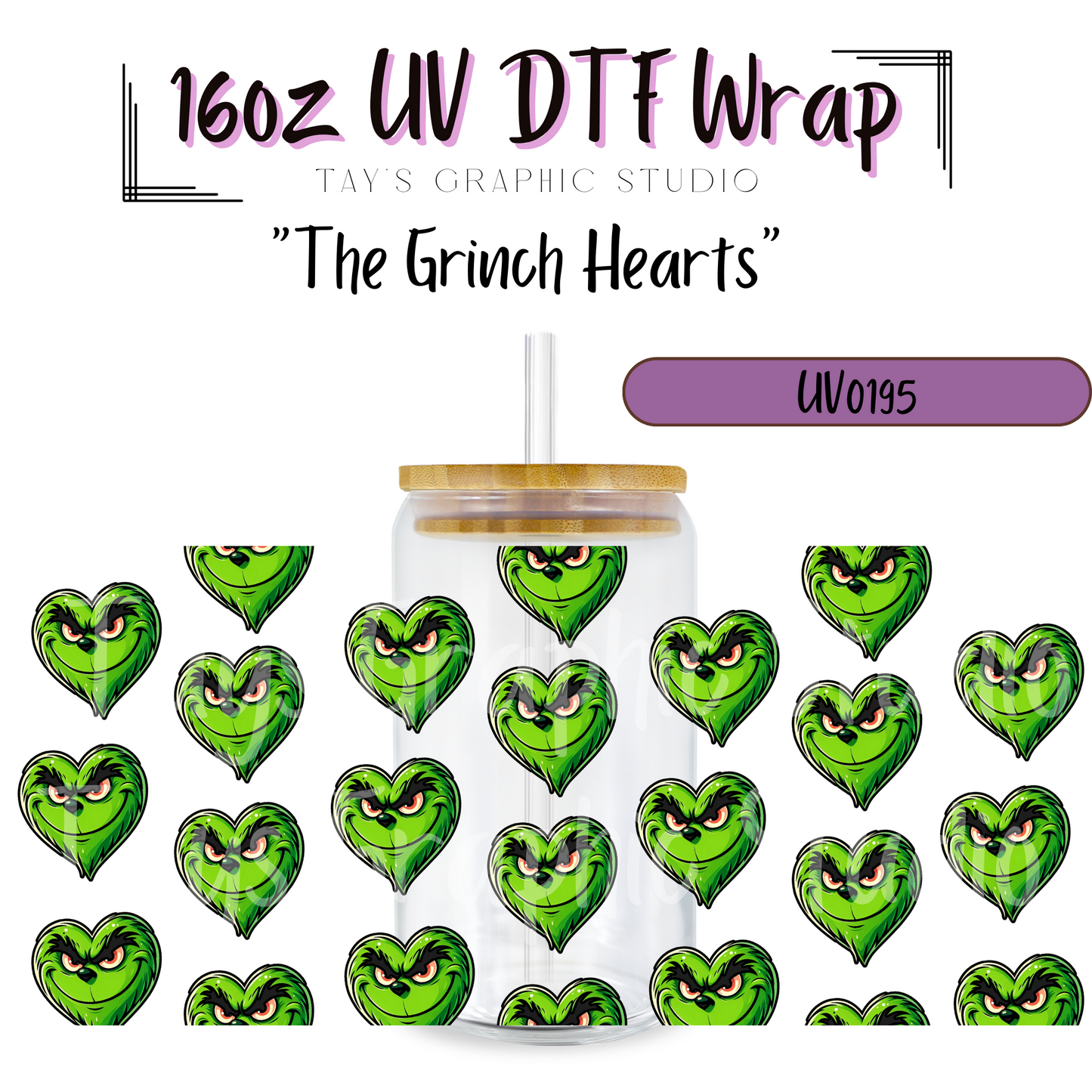 EXCLUSIVE - The Grinch Hearts UV DTF Wrap - MTO0195