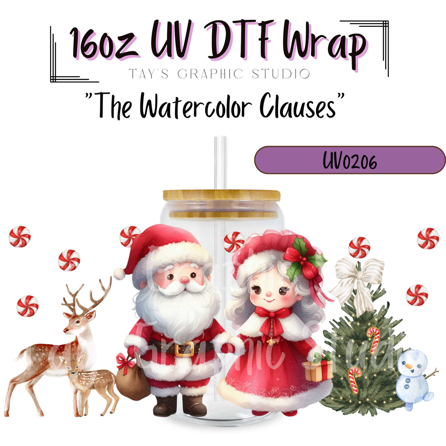 EXCLUSIVE - The Watercolor Clauses UV DTF Wrap - MTO0206