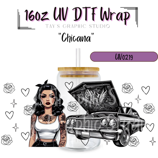 Exclusive -Chicana Lowrider Girl UV DTF Wrap - MTO0219