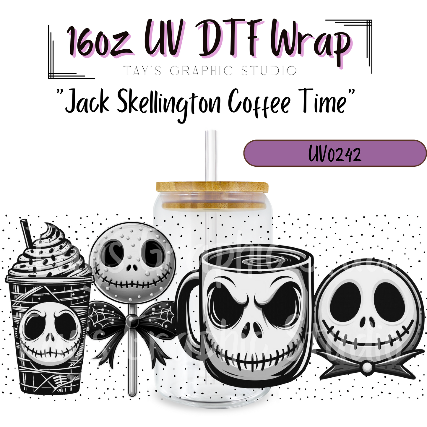 Exclusive -Jack Skellington Coffee Time UV DTF Wrap - MTO0242