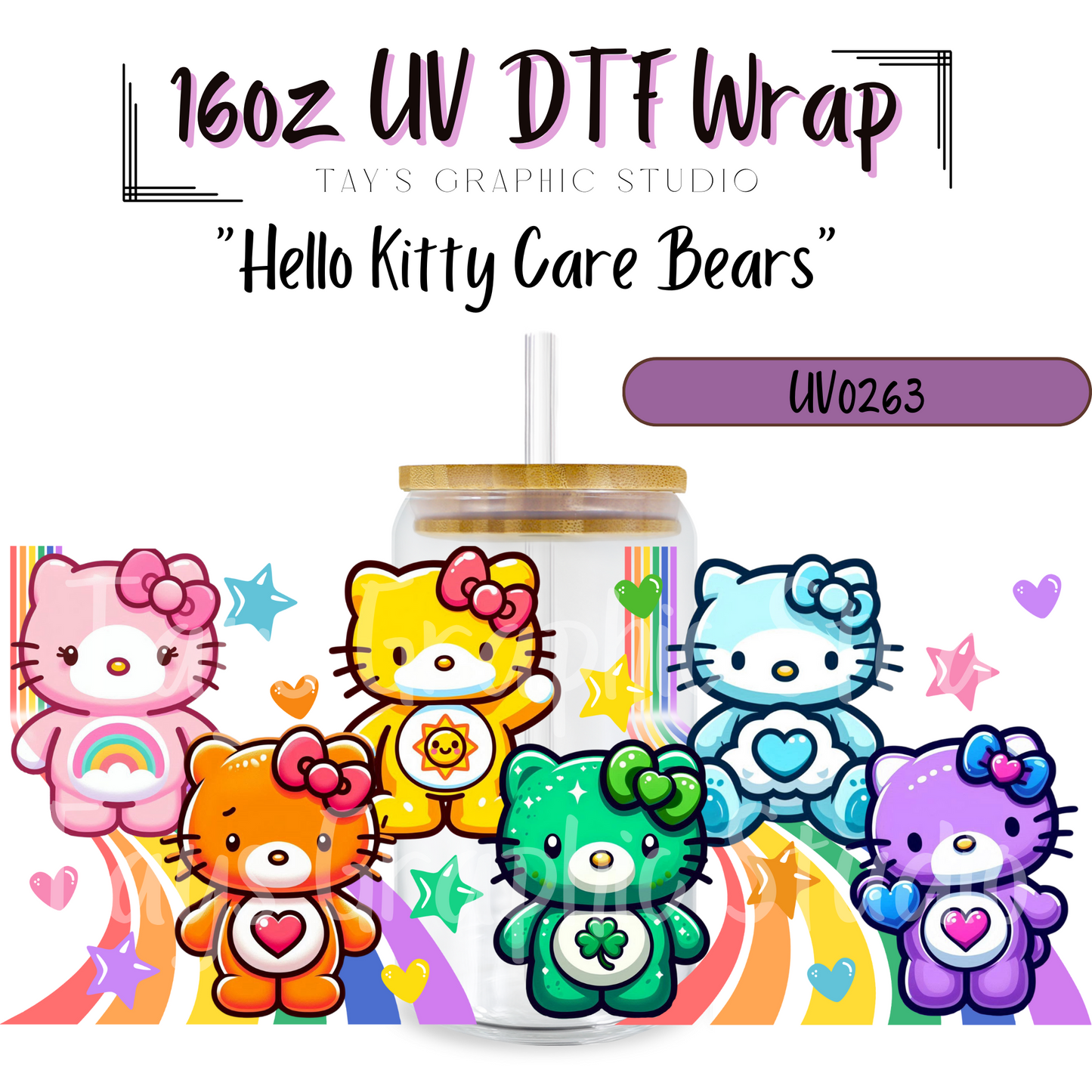 Exclusive- Hello Kitty Care Bears UV DTF Wrap - MTO0263