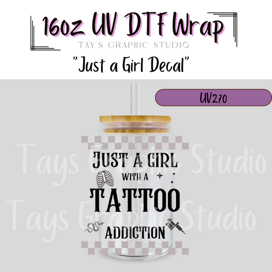 Exclusive - Just a girl, Tattoos Decal UV DTF - MTO0270