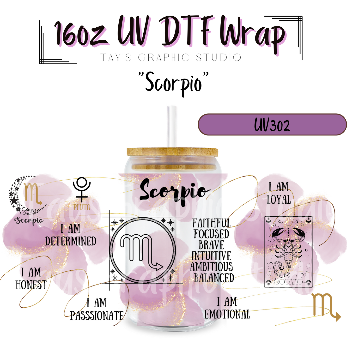 EXCLUSIVE COLLECTION - Zodiac Sign Inspirational Collection - 12 UV DTF Wraps