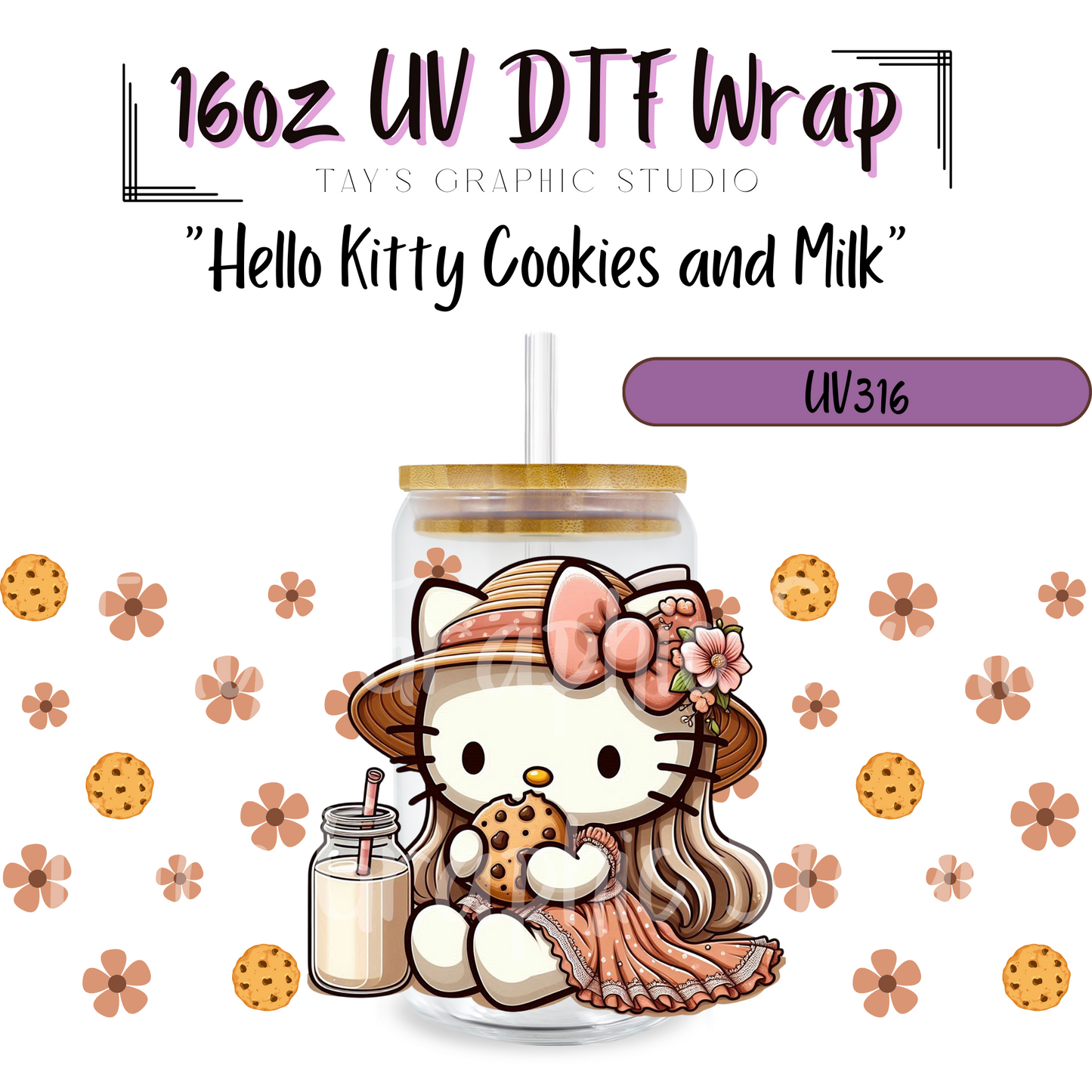 Hello Kitty Cookies and Milk UV DTF Wrap - MTO0316