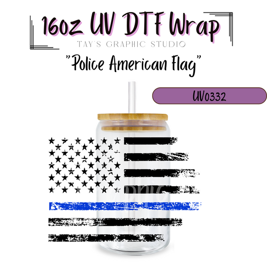 Police American Flag UV DTF Wrap - MTO0332