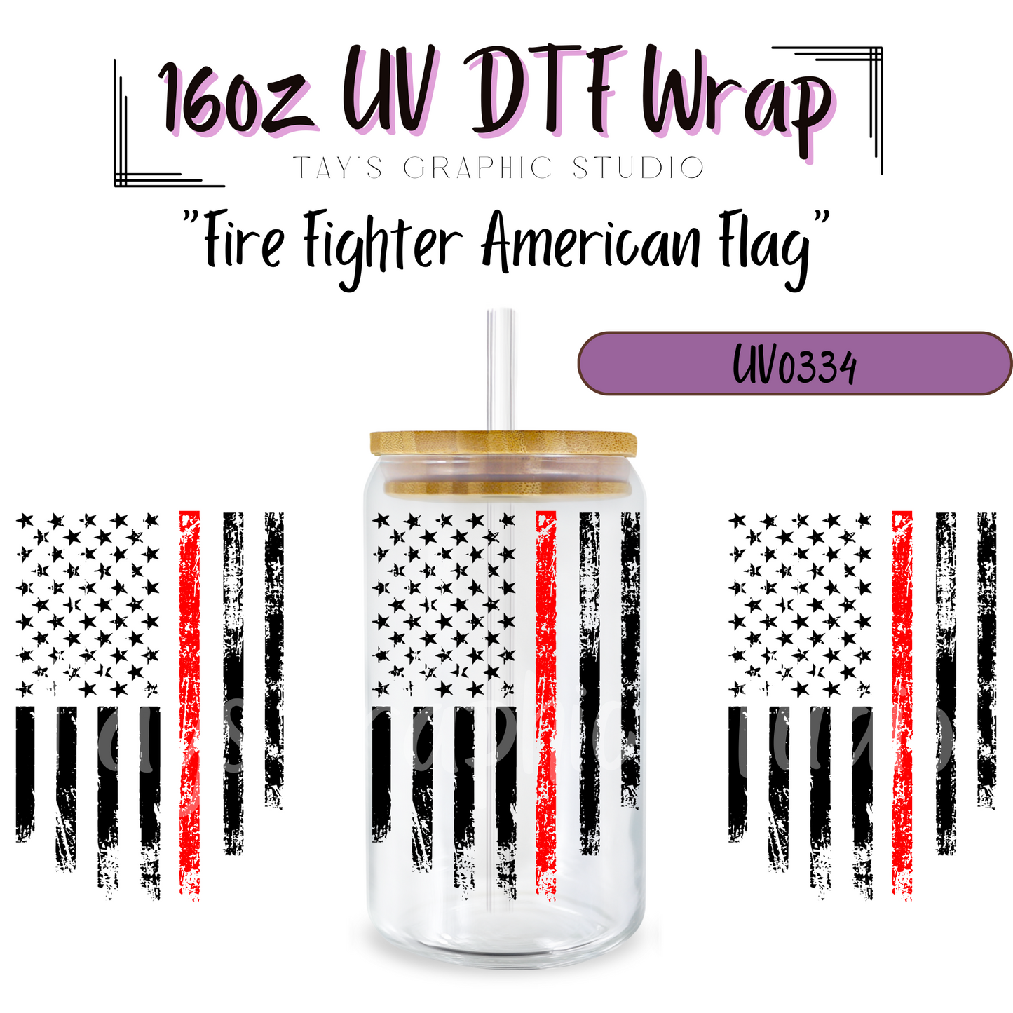 Fire Fighter American Flag UV DTF Wrap - MTO0334