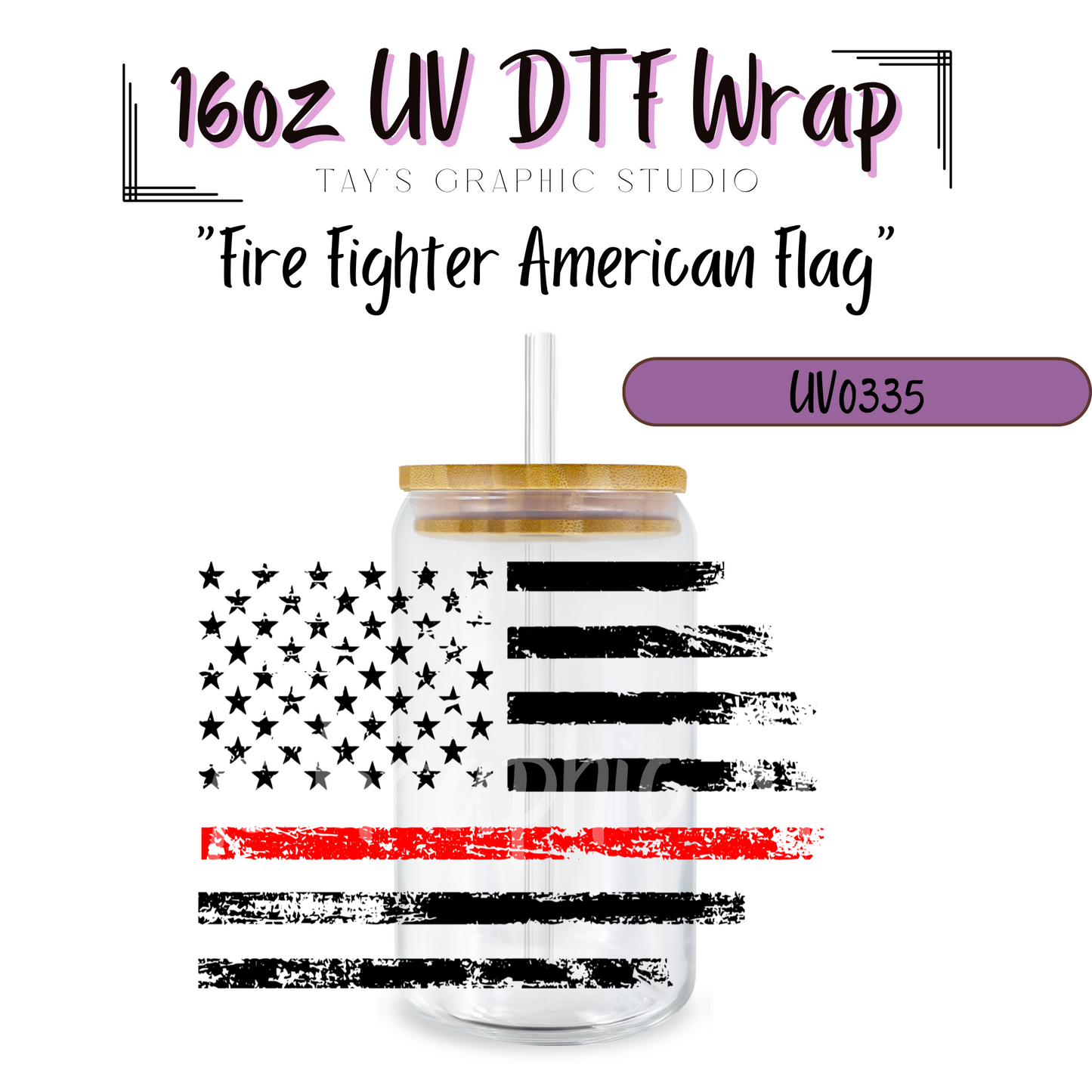 Fire Fighters American Flag UV DTF Wrap - MTO0335