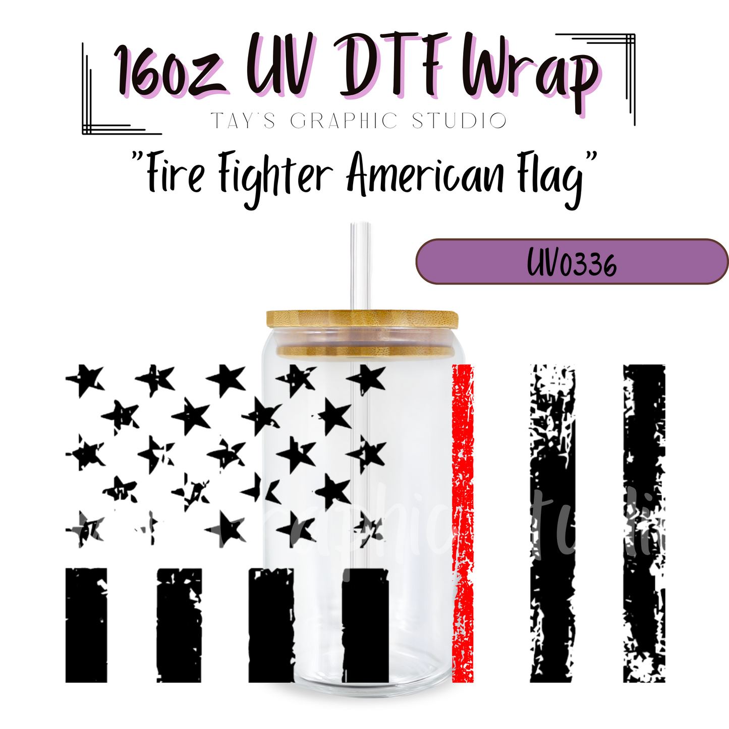 Fire Fighter American Flag UV DTF Wrap - MTO0336