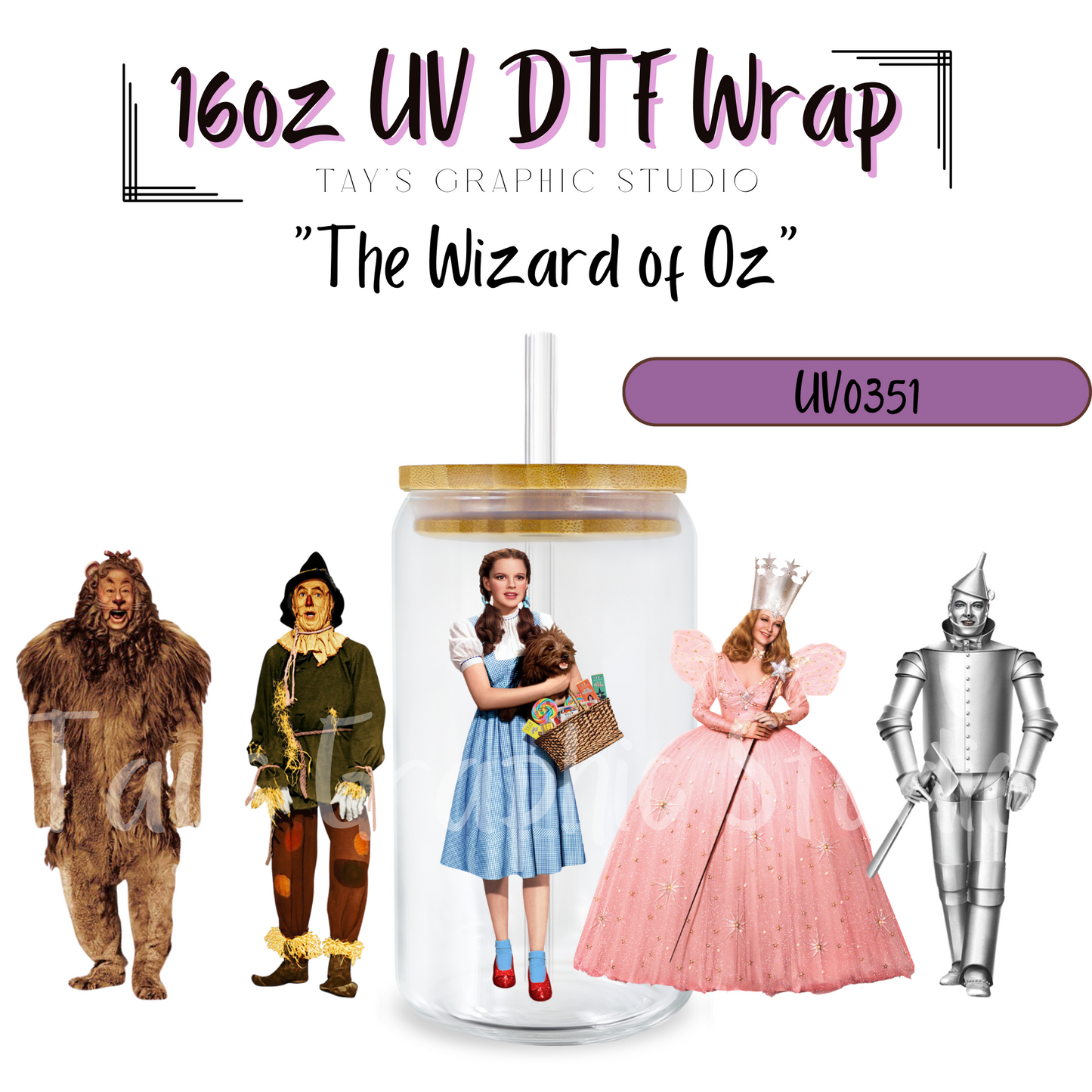 Exclusive Wizard of Oz Characters UV DTF Wrap - MTO0351