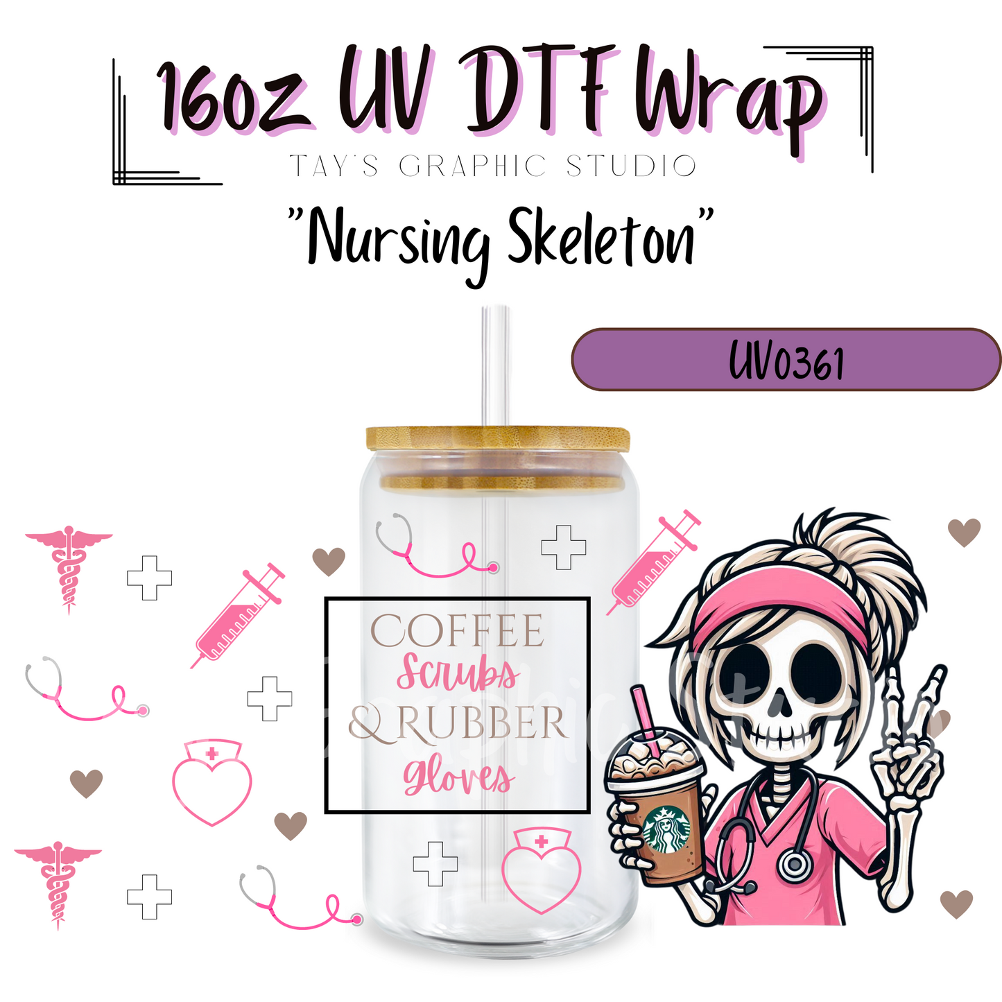 Exclusive - Nursing Skeleton UV DTF Wrap - MTO0361