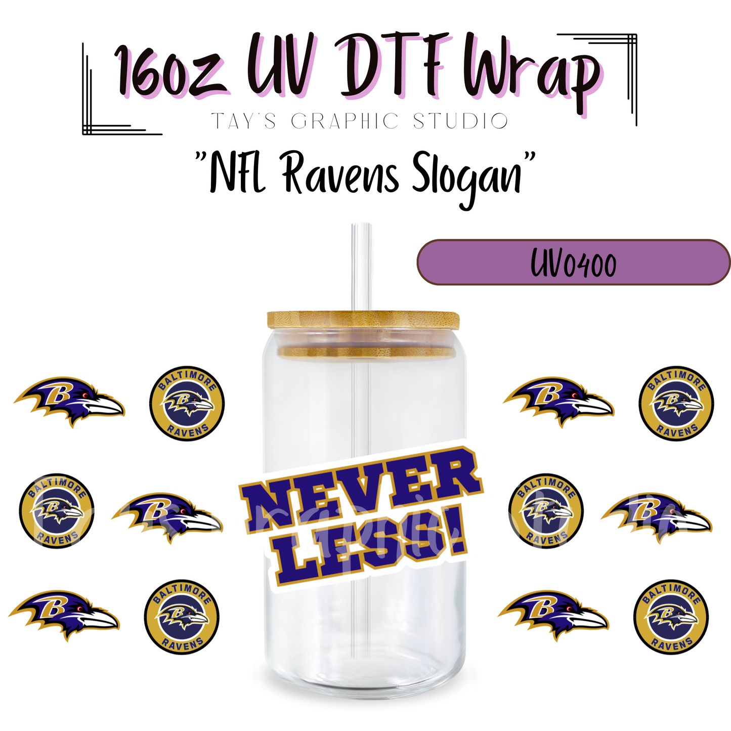 EXCLUSIVE COLLECTION - NFL Team Slogan UV DTF Wraps - 32 Team Wraps - Collection UV DTF Wraps