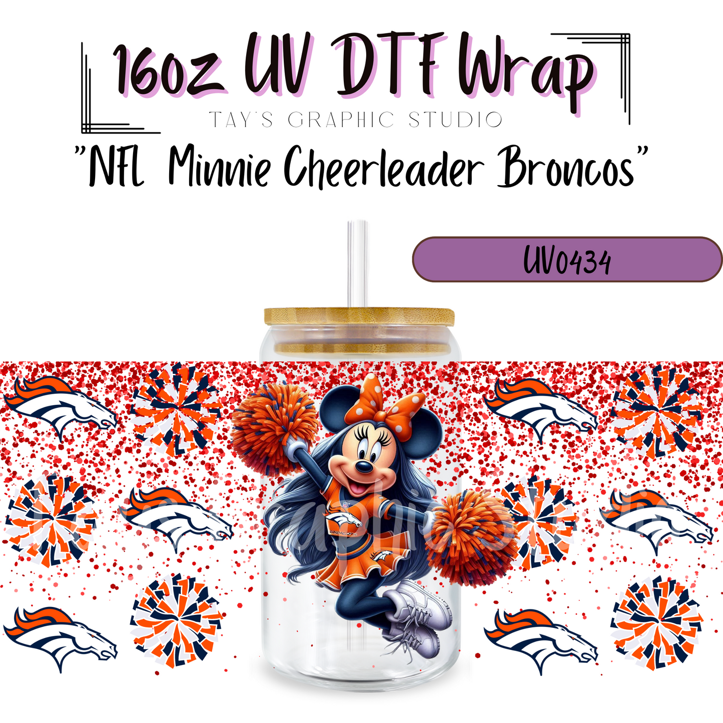 EXCLUSIVE COLLECTION - NFL Minnie Cheerleader UV DTF Wraps - 32 Team Wraps - Collection UV DTF Wraps - MTO