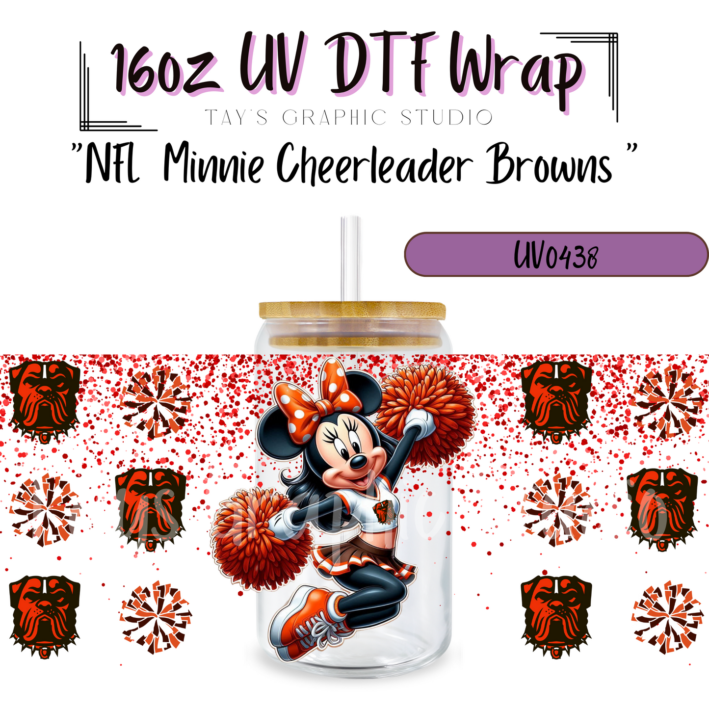 EXCLUSIVE COLLECTION - NFL Minnie Cheerleader UV DTF Wraps - 32 Team Wraps - Collection UV DTF Wraps - MTO