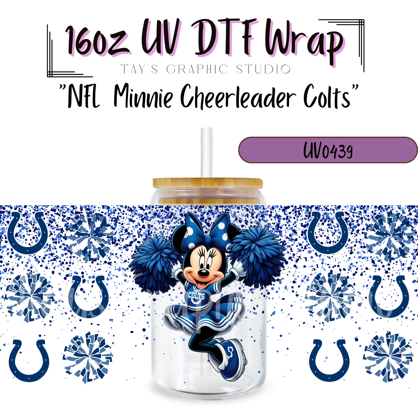 EXCLUSIVE COLLECTION - NFL Minnie Cheerleader UV DTF Wraps - 32 Team Wraps - Collection UV DTF Wraps - MTO