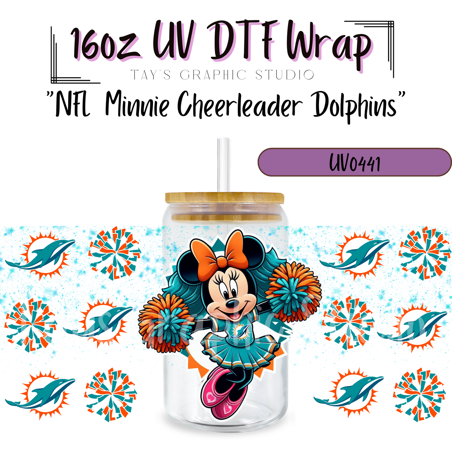 EXCLUSIVE COLLECTION - NFL Minnie Cheerleader UV DTF Wraps - 32 Team Wraps - Collection UV DTF Wraps - MTO