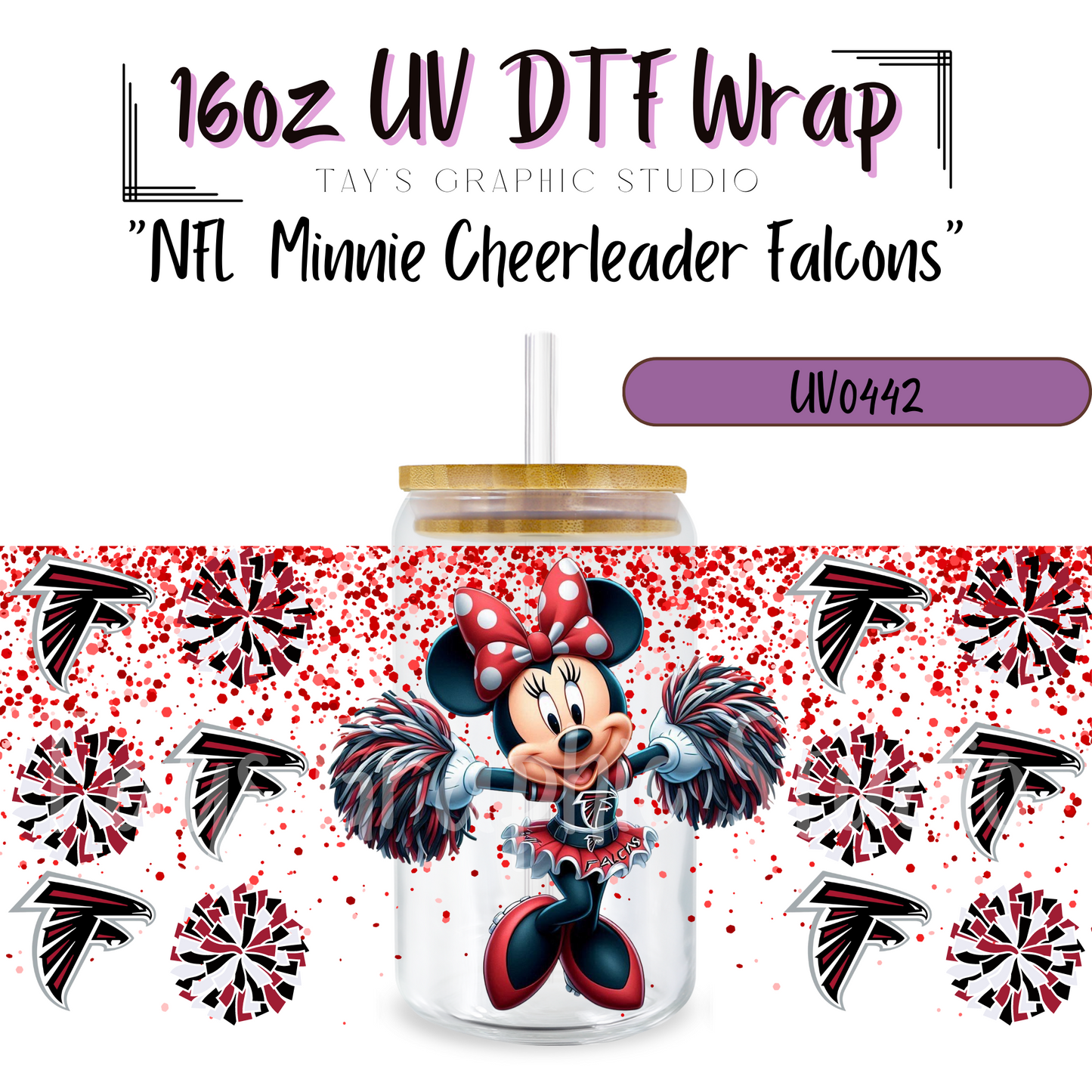 EXCLUSIVE COLLECTION - NFL Minnie Cheerleader UV DTF Wraps - 32 Team Wraps - Collection UV DTF Wraps - MTO