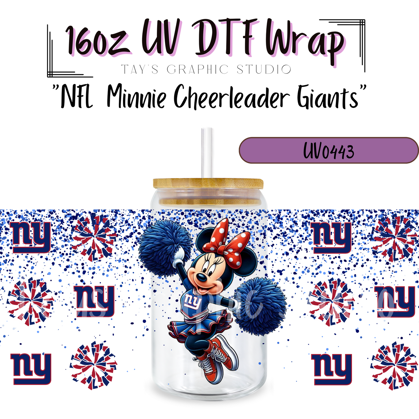 EXCLUSIVE COLLECTION - NFL Minnie Cheerleader UV DTF Wraps - 32 Team Wraps - Collection UV DTF Wraps - MTO